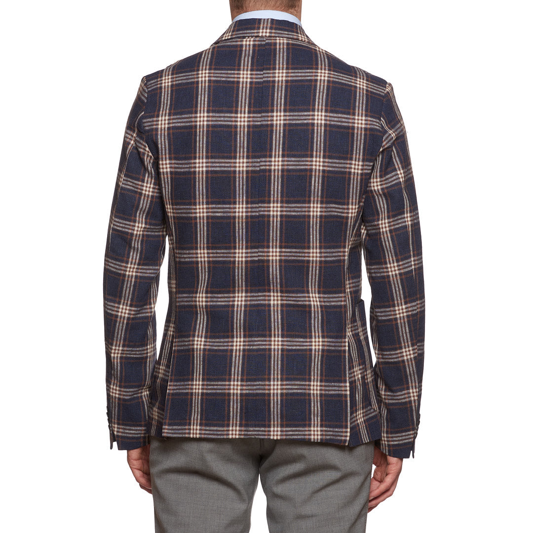 DAVID BROWN Blue Plaid Cotton-Linen Sport Coat Jacket NEW Slim fit DAVID BROWN