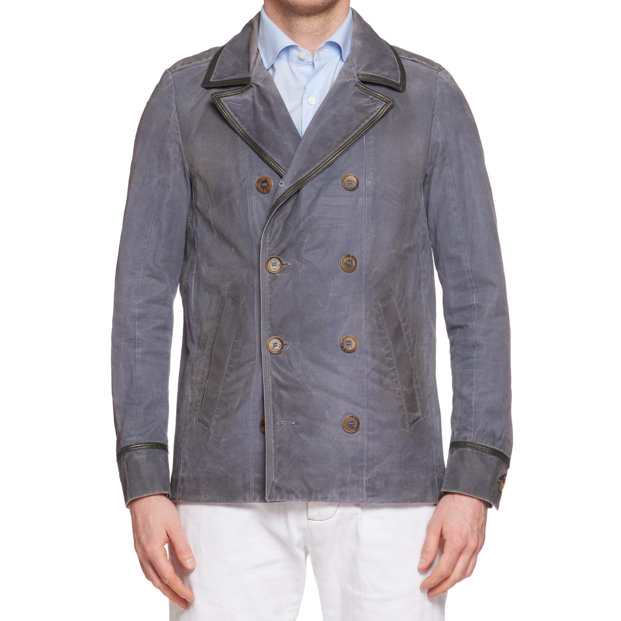 DIESEL Black Gold Gray Cotton Pea Coat Jacket Size S-M DIESEL