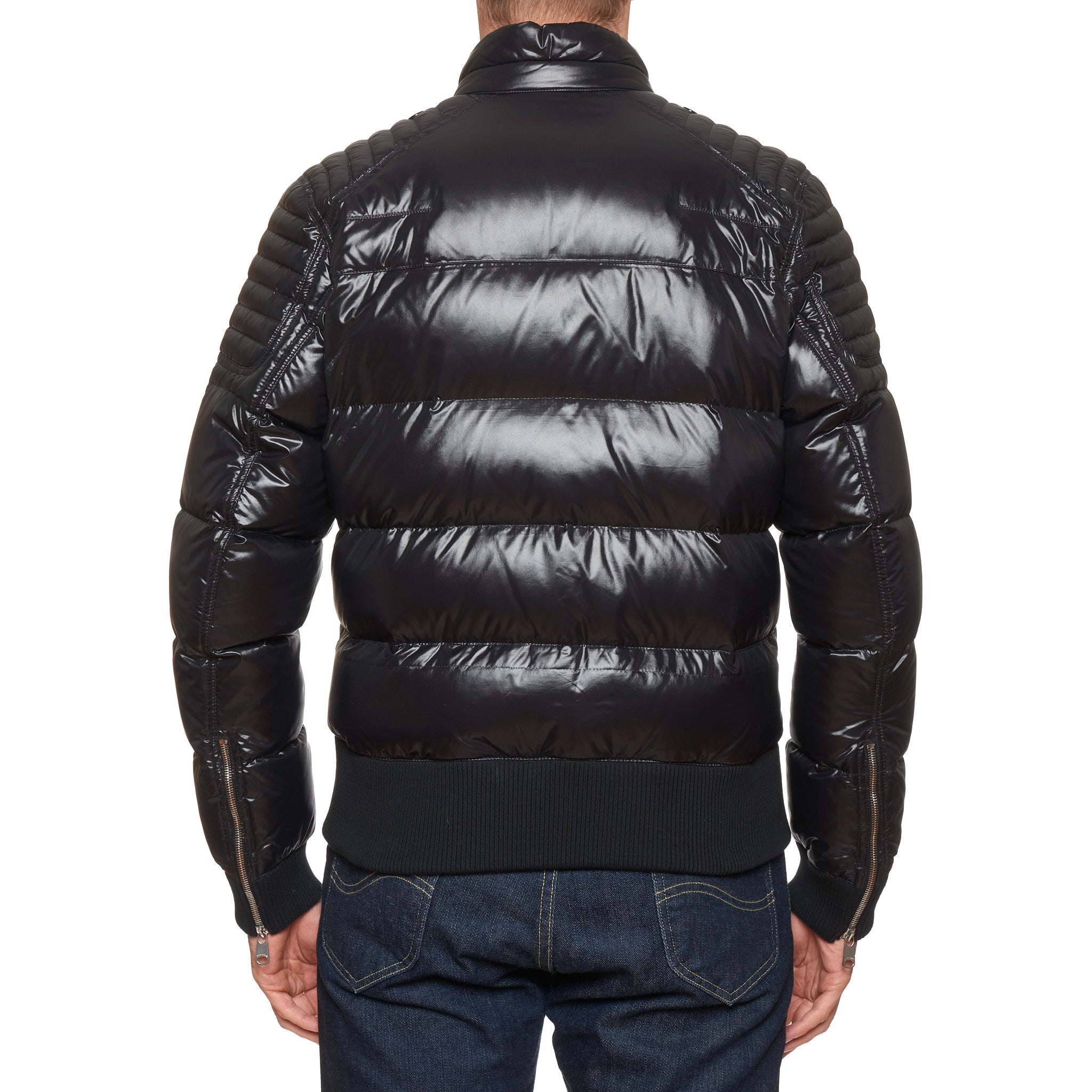 DIOR HOMME Black Down Biker Puffer Jacket EU 48 US S 8H 2008 DIOR