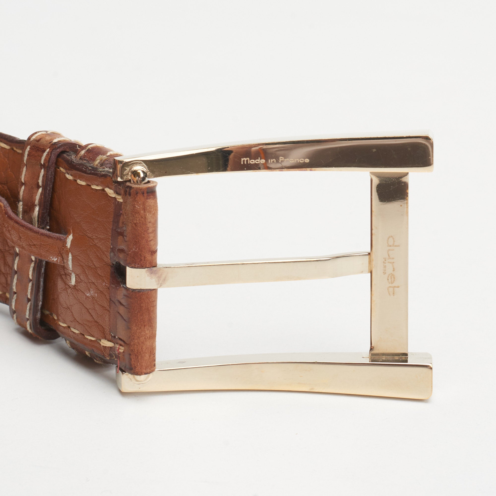 DURET Paris Light Brown Croco Crocodile Belt with Alpha Buckle 37" 95cm DURET