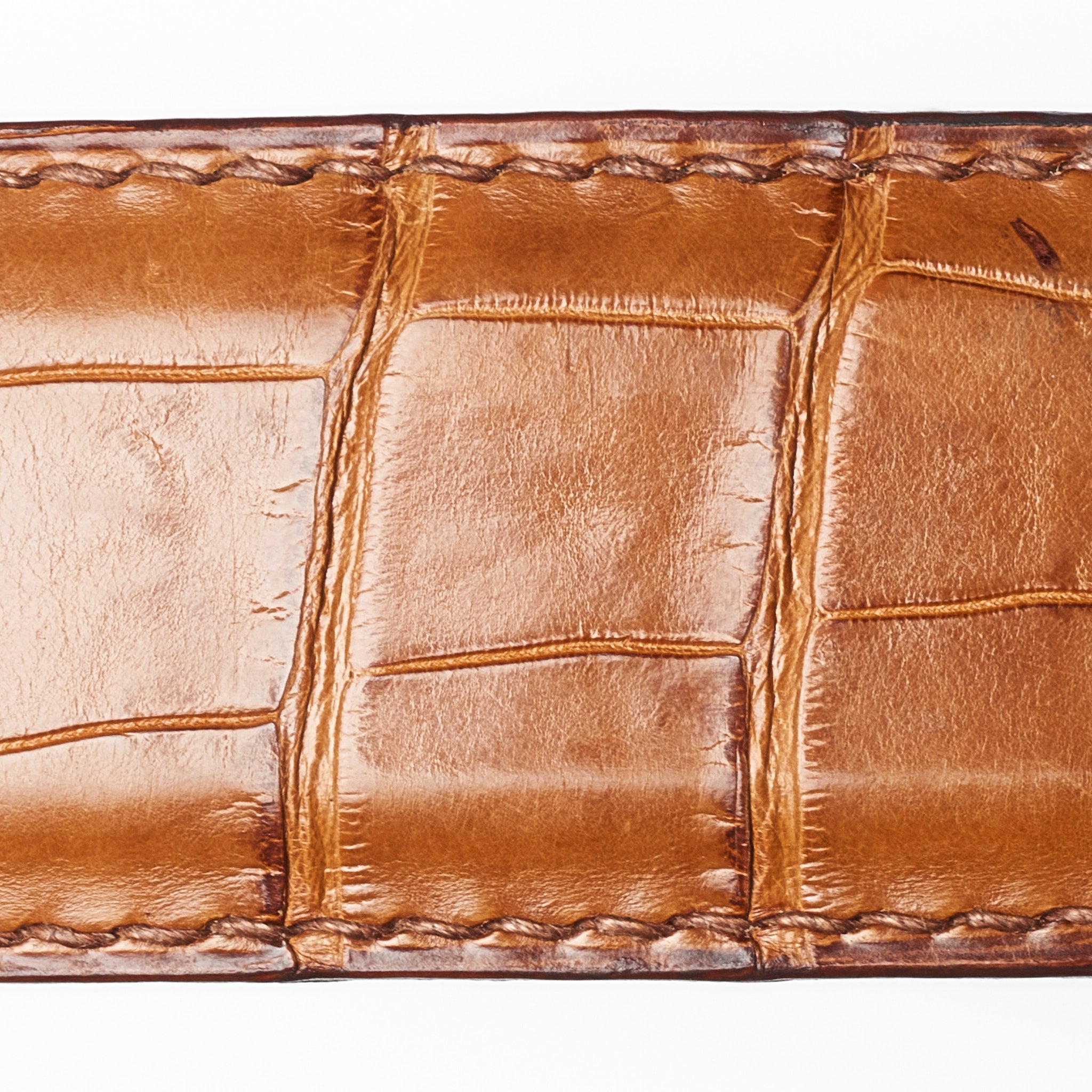 DURET Paris Tan Croco Crocodile Belt with Art Deco Buckle 37" 95cm DURET