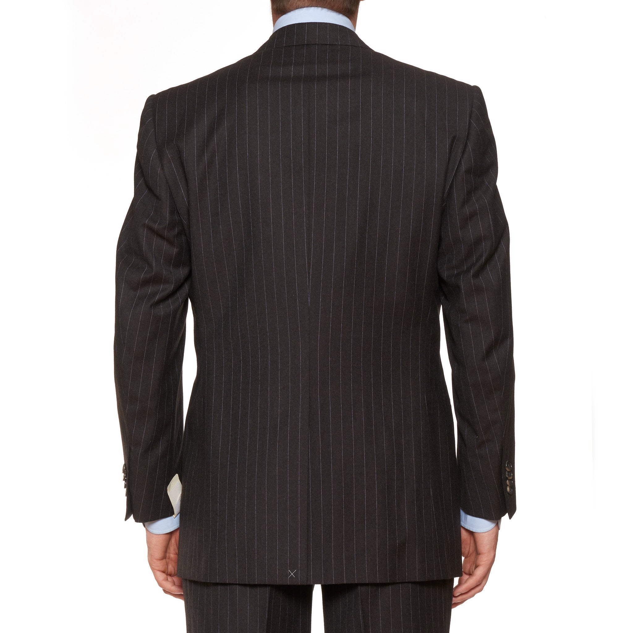 D'AVENZA Handmade Brown Striped Wool Super 130's Flannel DB Suit EU 50 NEW US 40 D'AVENZA
