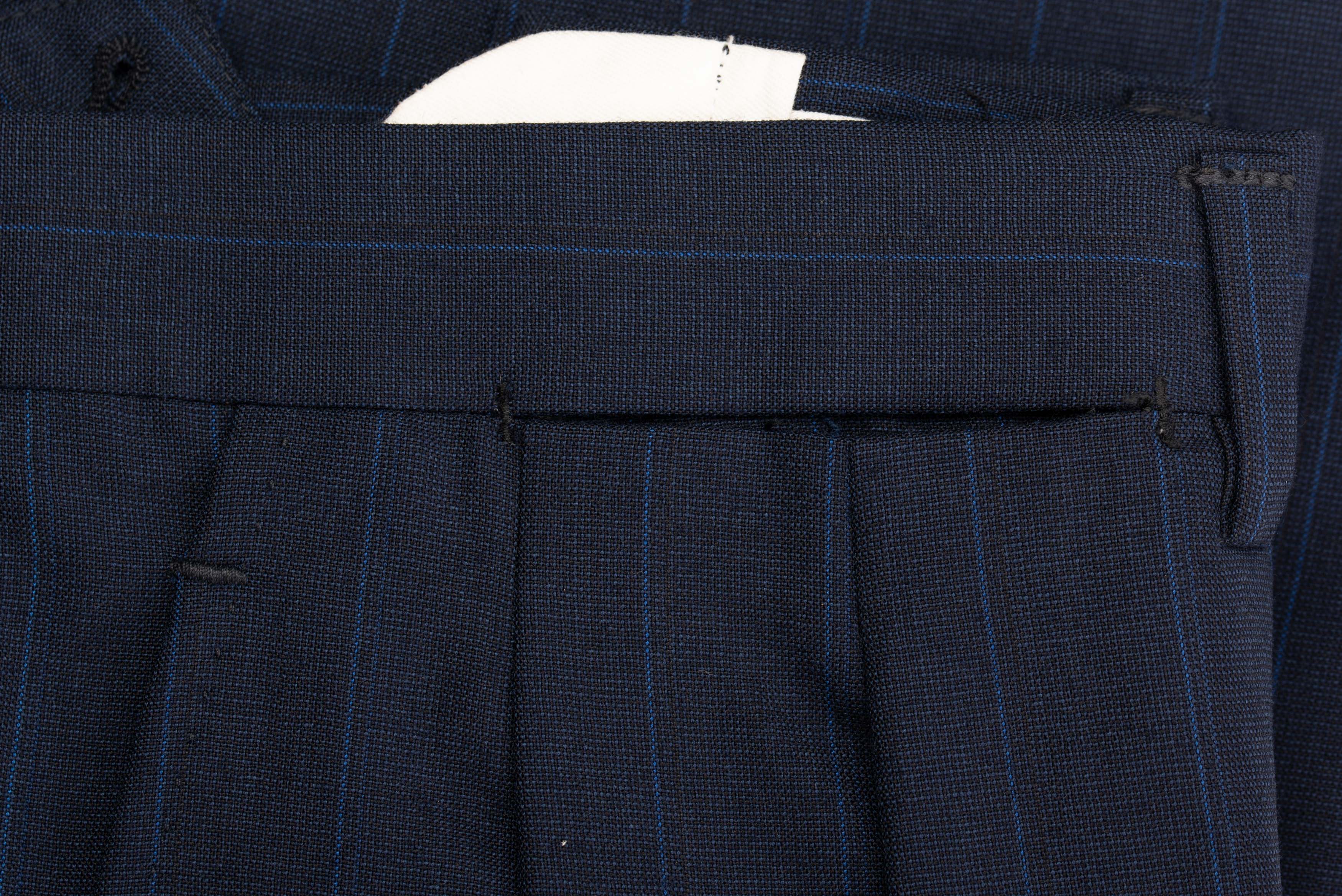 D'AVENZA Roma Blue Striped Wool DP Dress Pants EU 52 NEW US 36 Portly Fit D'AVENZA