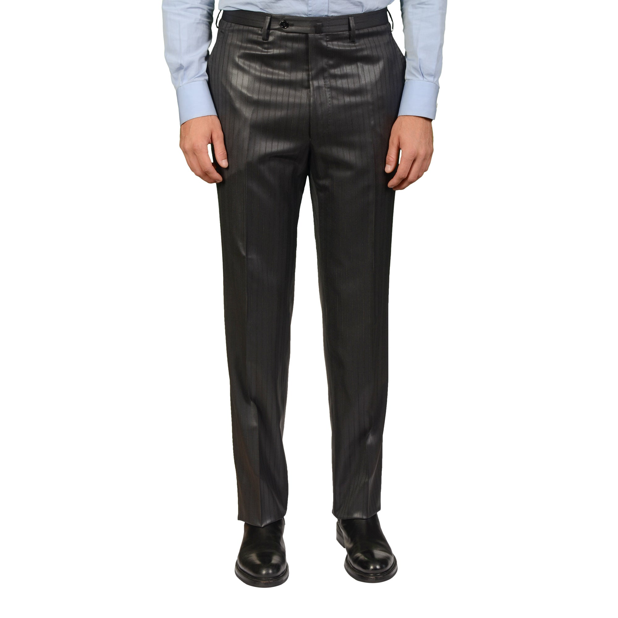 D'AVENZA Roma For MIOZZI Handmade Gray Striped Wool Suit EU 50 NEW US 40 D'AVENZA