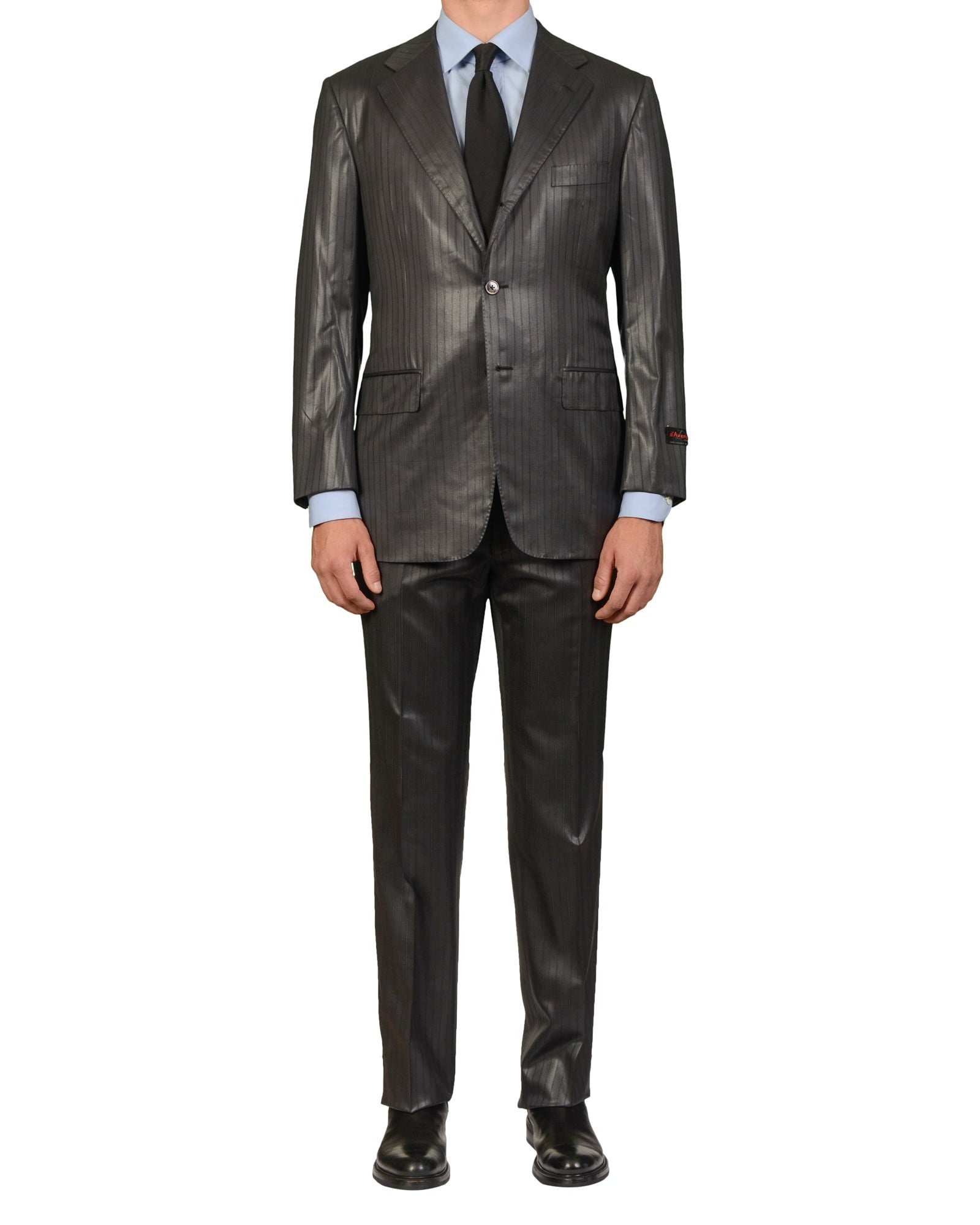 D'AVENZA Roma For MIOZZI Handmade Gray Striped Wool Suit EU 50 NEW US 40 D'AVENZA