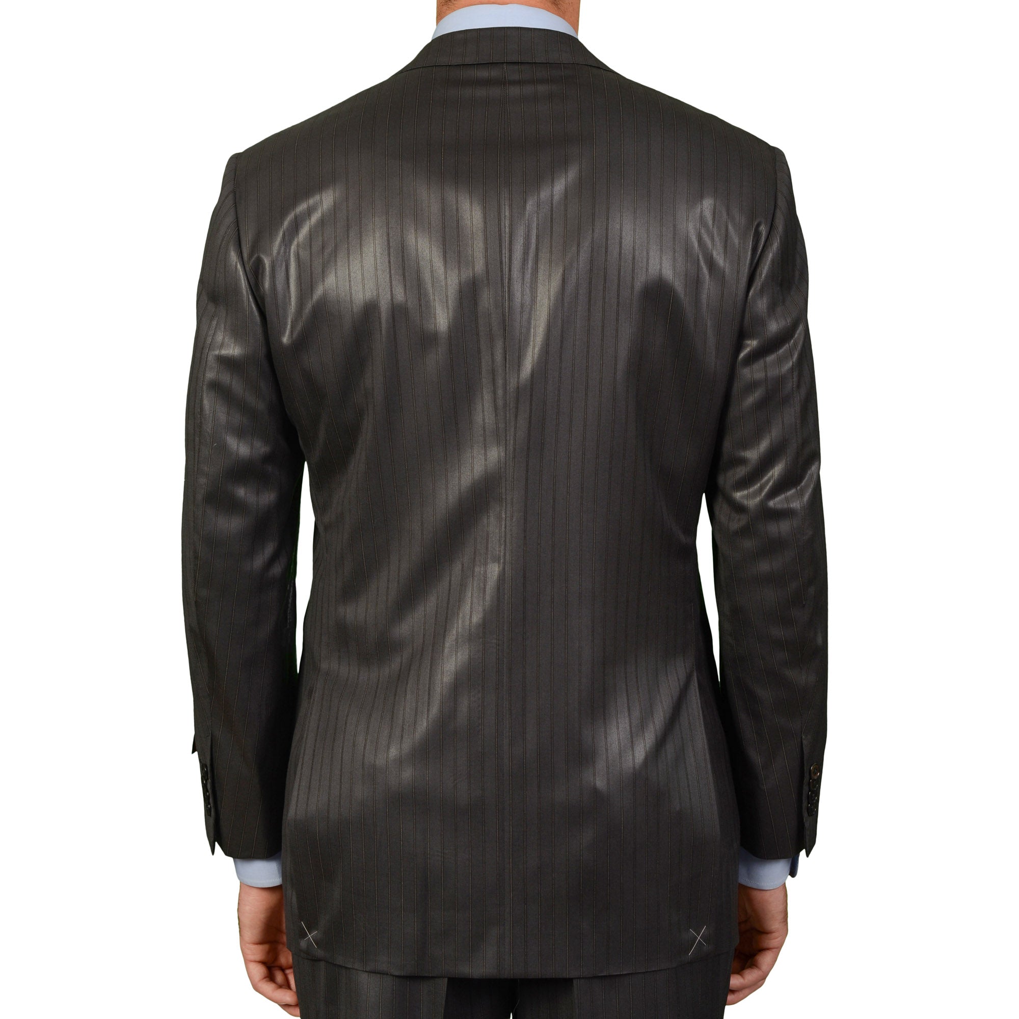 D'AVENZA Roma For MIOZZI Handmade Gray Striped Wool Suit EU 50 NEW US 40 D'AVENZA