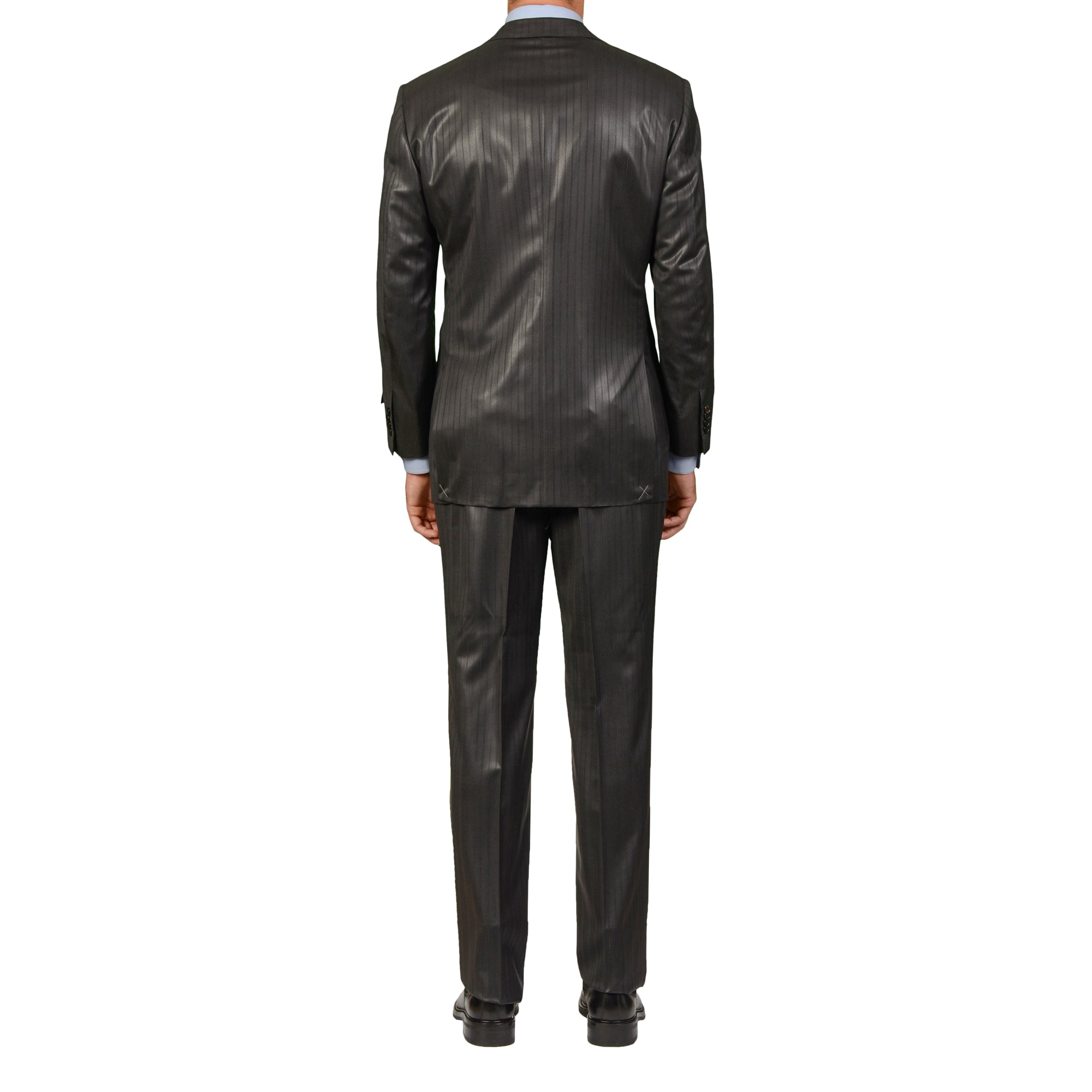 D'AVENZA Roma For MIOZZI Handmade Gray Striped Wool Suit EU 50 NEW US 40 D'AVENZA