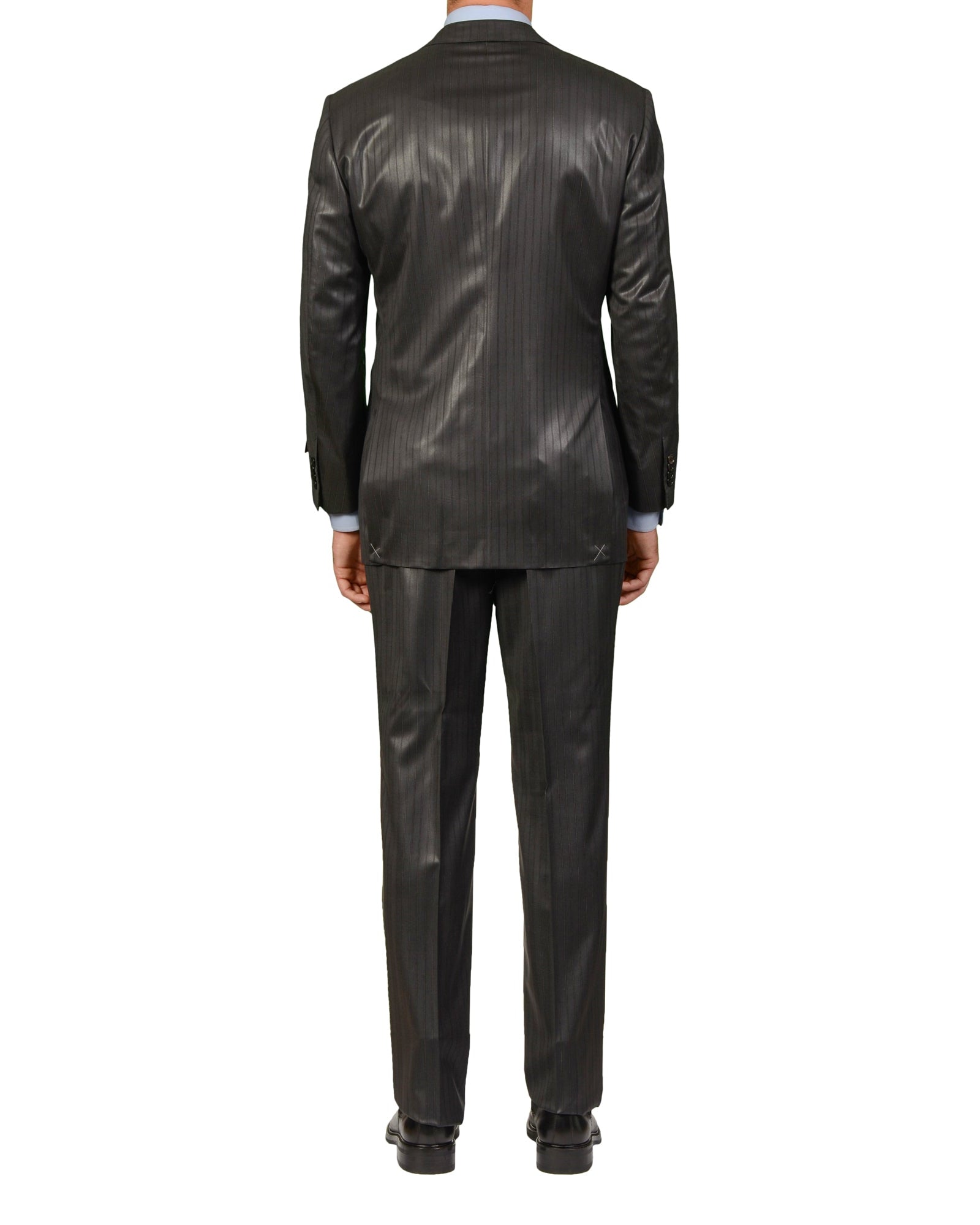 D'AVENZA Roma For MIOZZI Handmade Gray Striped Wool Suit EU 50 NEW US 40 D'AVENZA