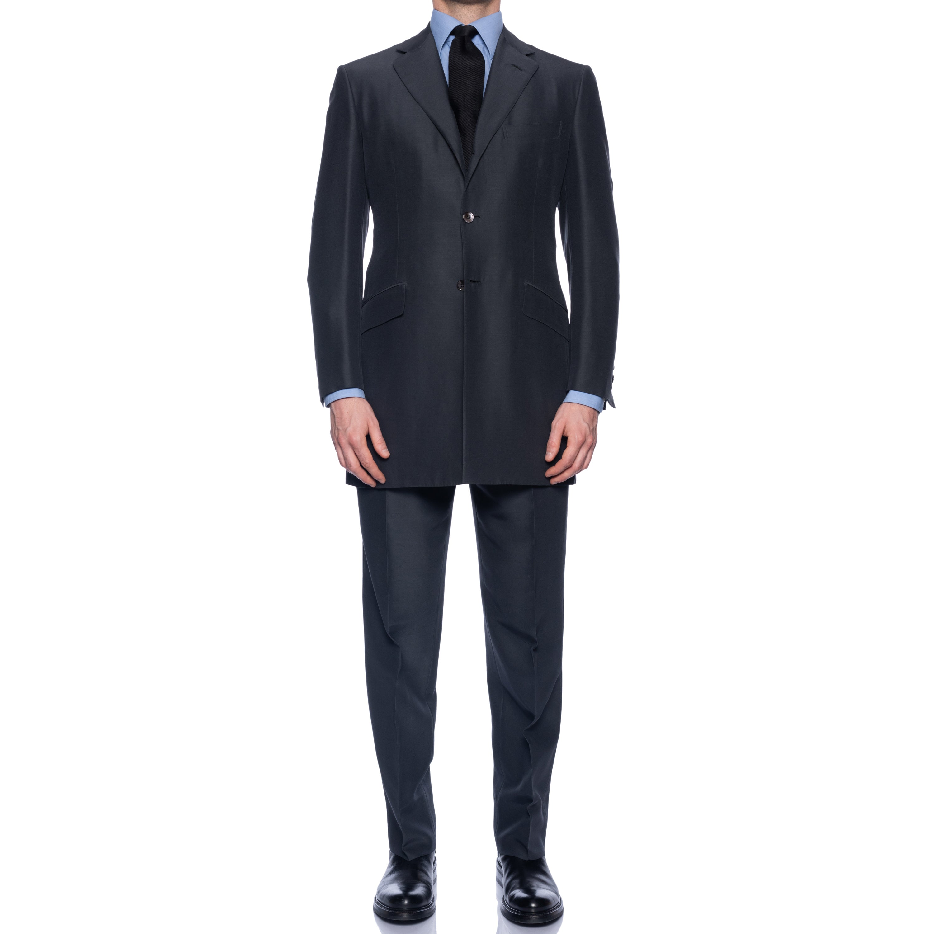 D'AVENZA Roma "Karim" Handmade Gray Wool-Silk Suit EU 50 NEW US 40 Long D'AVENZA