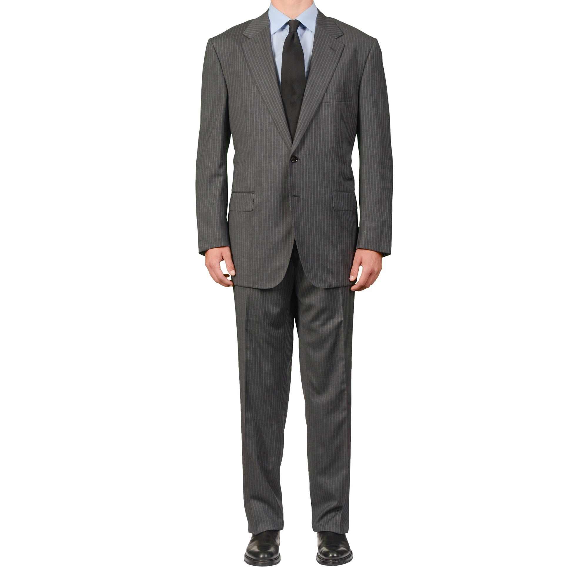 D'AVENZA for ACCADEMYA Handmade Gray Striped Wool Suit EU 60 NEW US 50 D'AVENZA