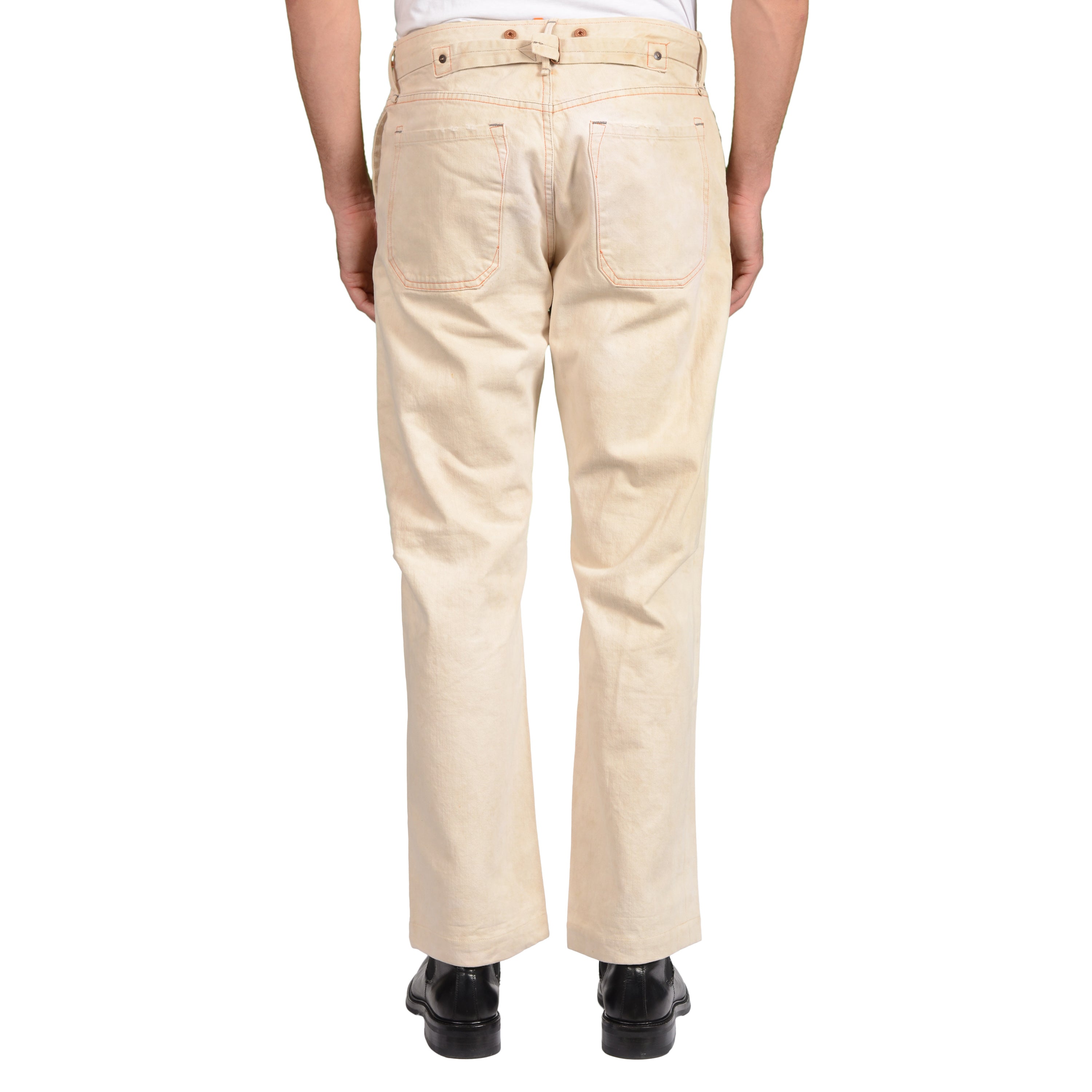 EARNEST SEWN Beige Cotton Twill Boot Cut Jeans US 32 EARNEST SEWN