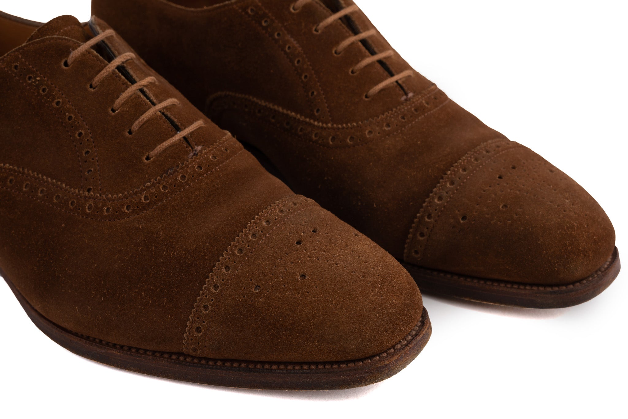 EDWARD GREEN "Asquith" 888 Brown Suede Cap Toe Oxford Shoes 6.5 US 7-7.5 EDWARD GREEN