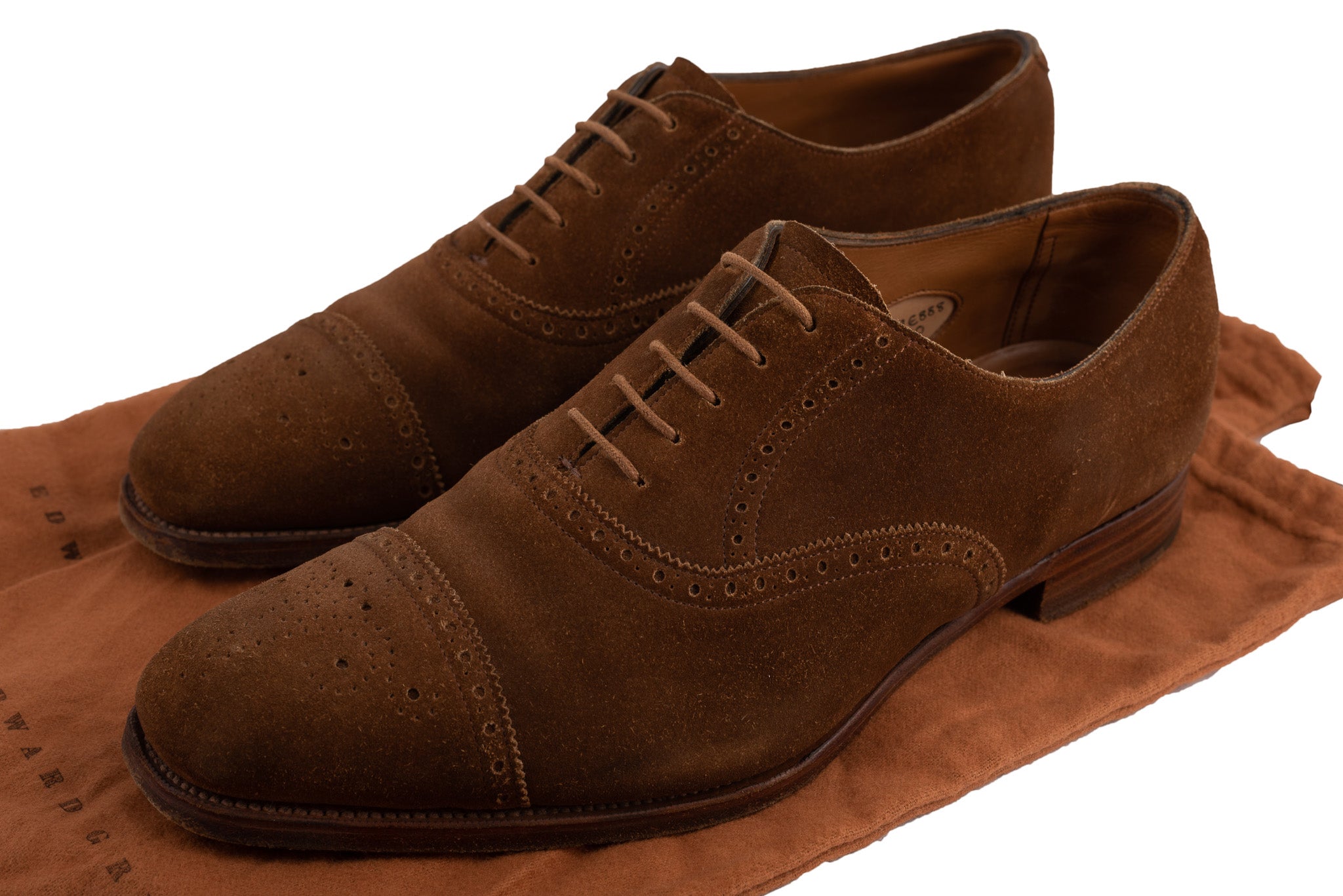 EDWARD GREEN "Asquith" 888 Brown Suede Cap Toe Oxford Shoes 6.5 US 7-7.5 EDWARD GREEN