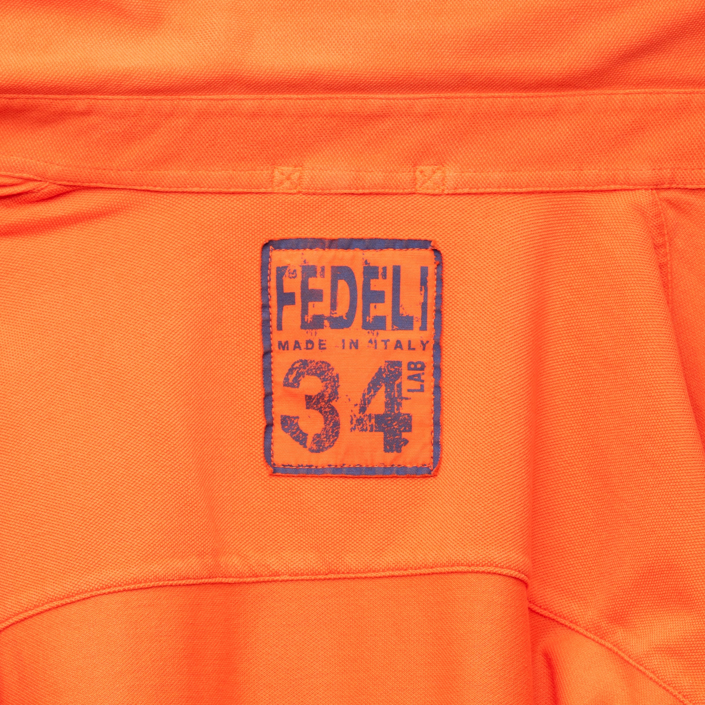 FEDELI 34 LAB "Pard" Orange Cotton Pique Long Sleeve Polo Shirt 50 NEW US FEDELI