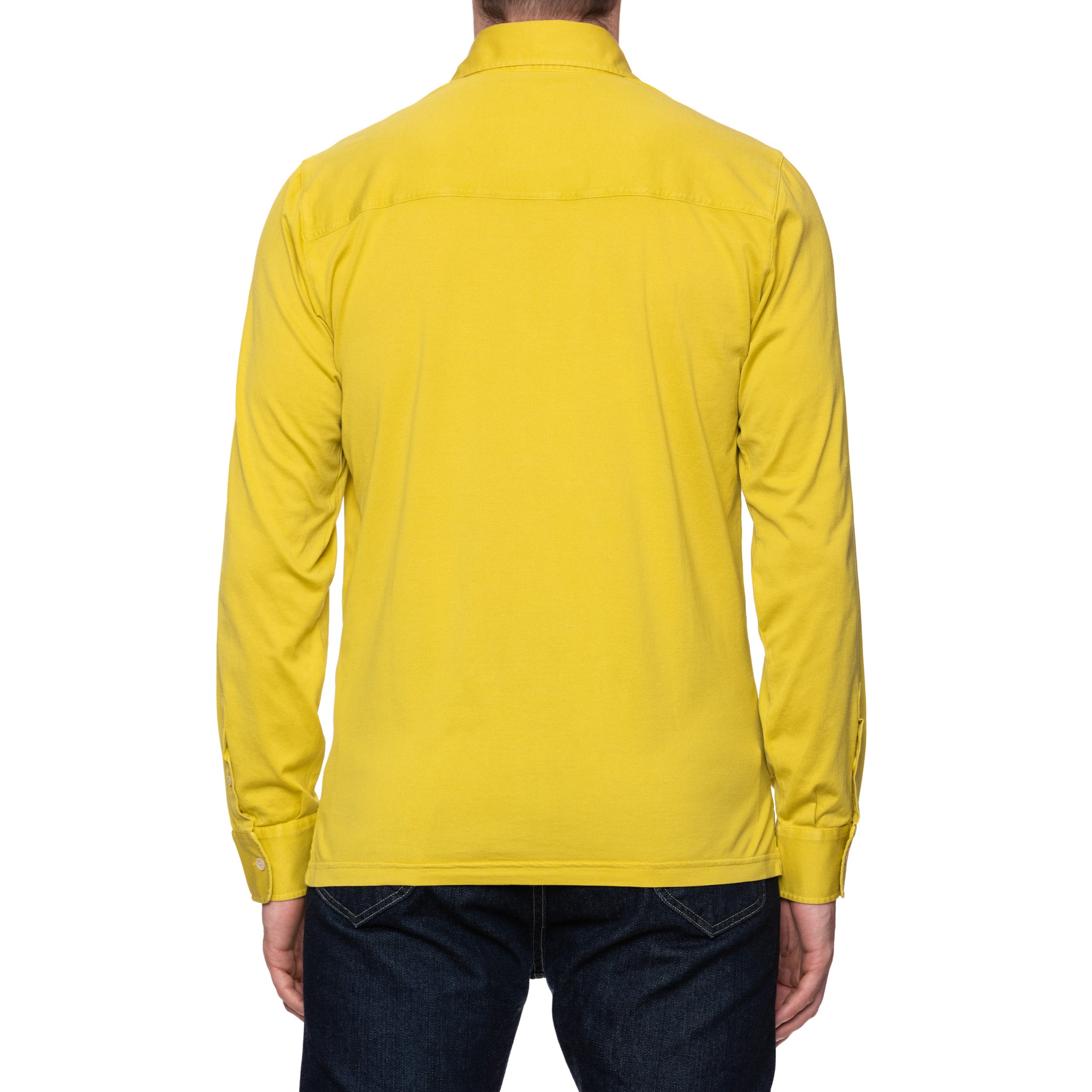 FEDELI 34 LAB "Phantom" Mustard Yellow Cotton Jersey Polo Shirt 52 NEW US L FEDELI