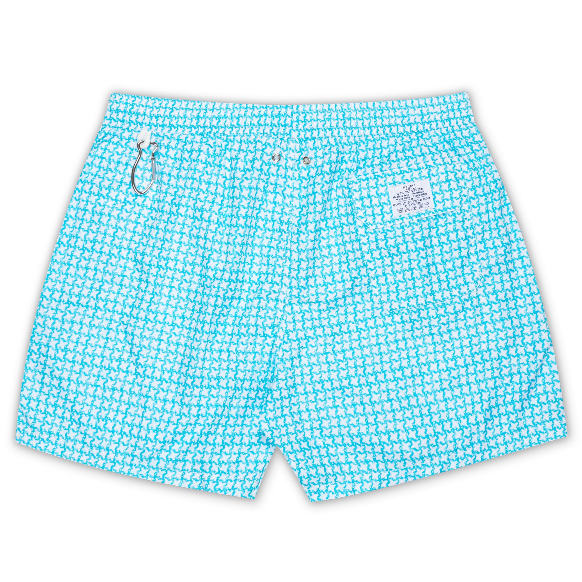 FEDELI Blue-White Geometric Printed Madeira Airstop Swim Shorts Trunks NEW 2XL FEDELI