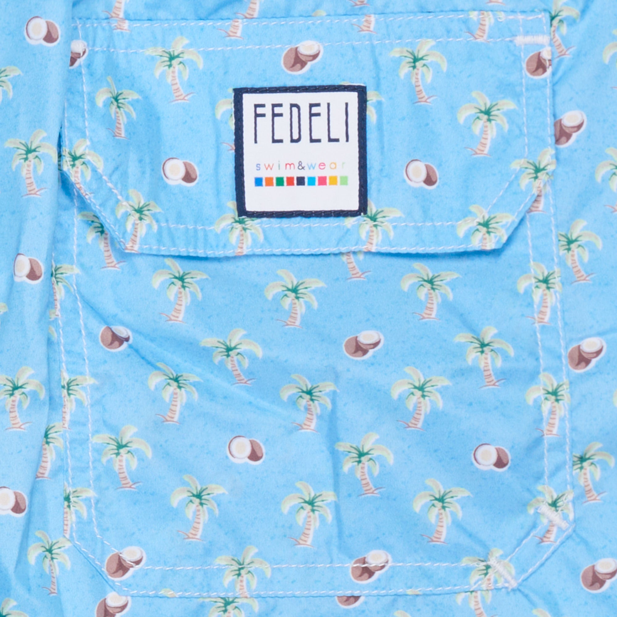 FEDELI Blue Coconut Palm Trees Print Madeira Airstop Swim Shorts Trunks NEW 3XL FEDELI