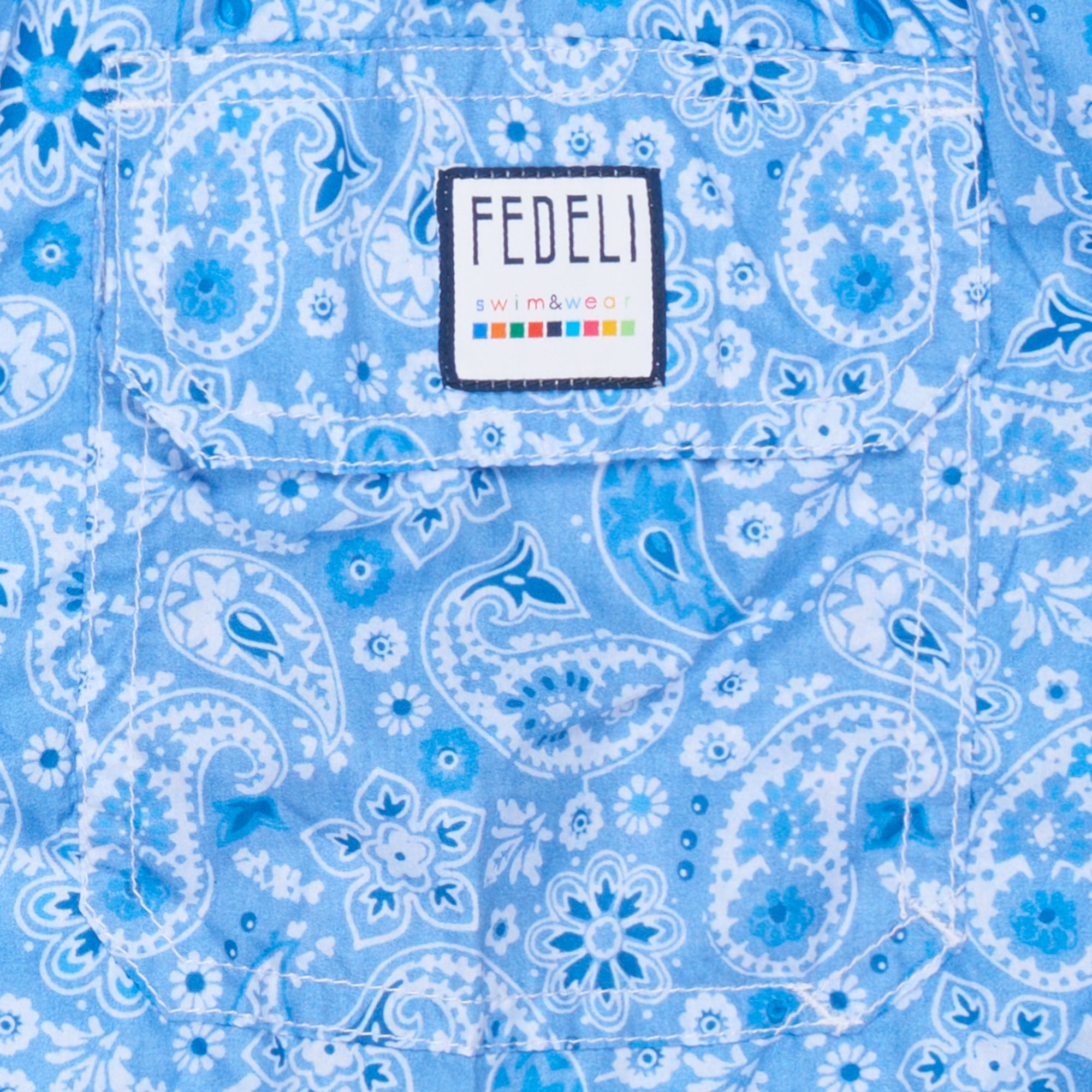 FEDELI Blue Floral Paisley Printed Madeira Airstop Swim Shorts Trunks NEW 3XL FEDELI