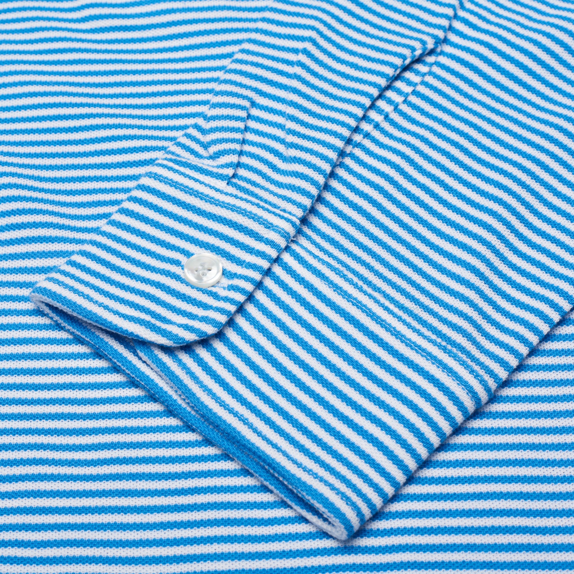 FEDELI Blue Striped Cotton Light Pique Long Sleeve Polo Shirt EU 58 NEW US 3XL FEDELI