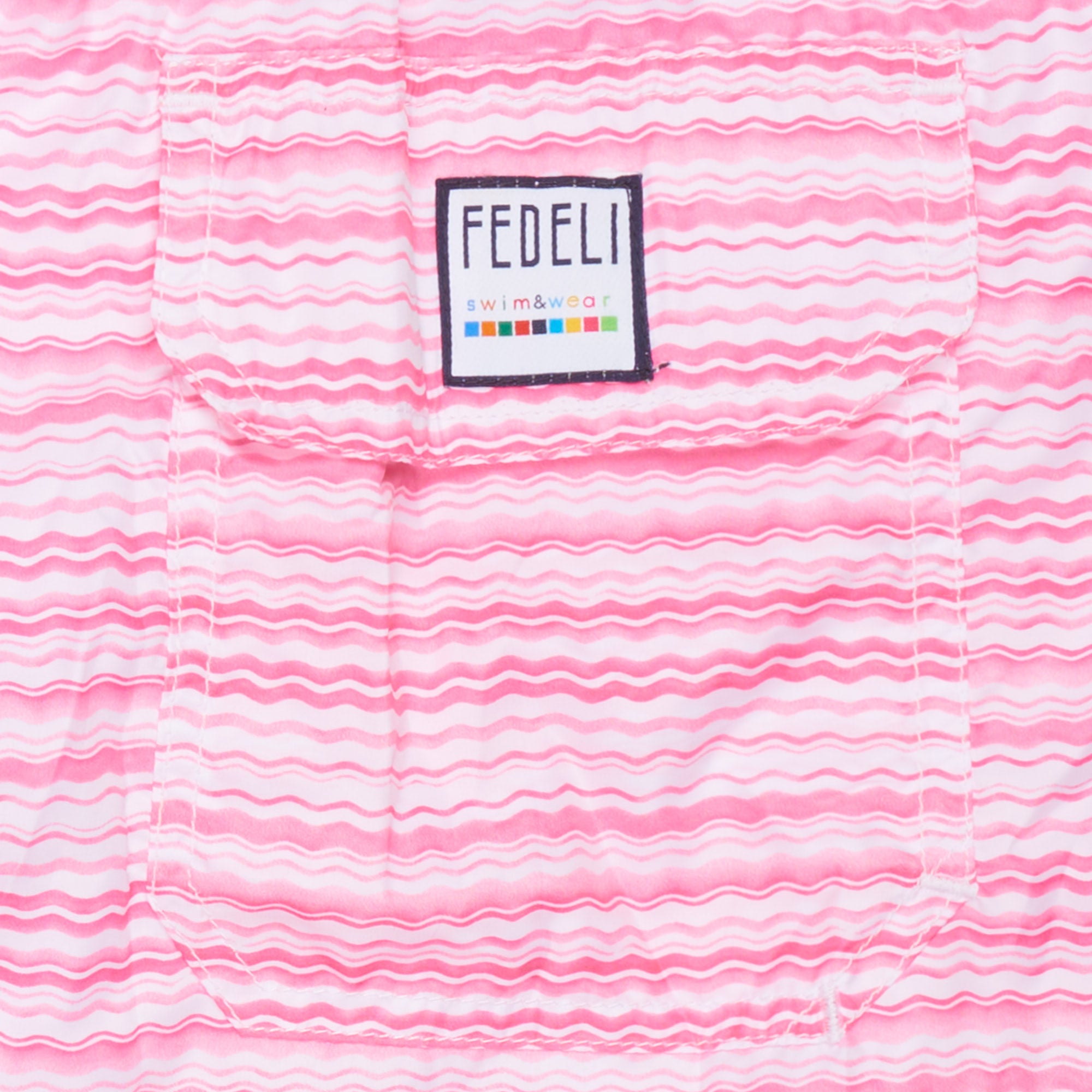 FEDELI Pink-White Wavy Striped Madeira Airstop Swim Shorts Trunks NEW FEDELI