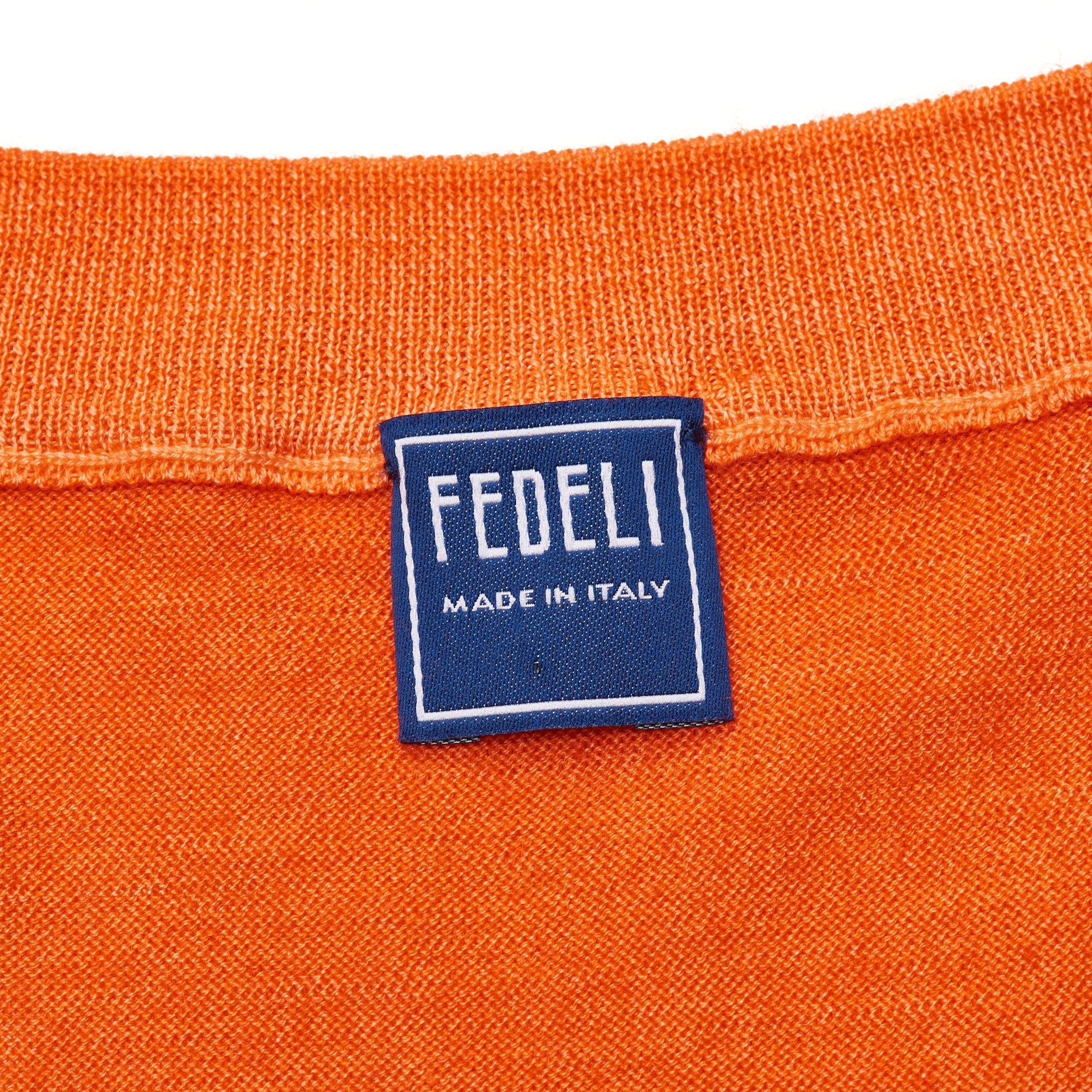 FEDELI Orange Cashmere-Silk V-Neck Sweater EU 48 NEW US S FEDELI