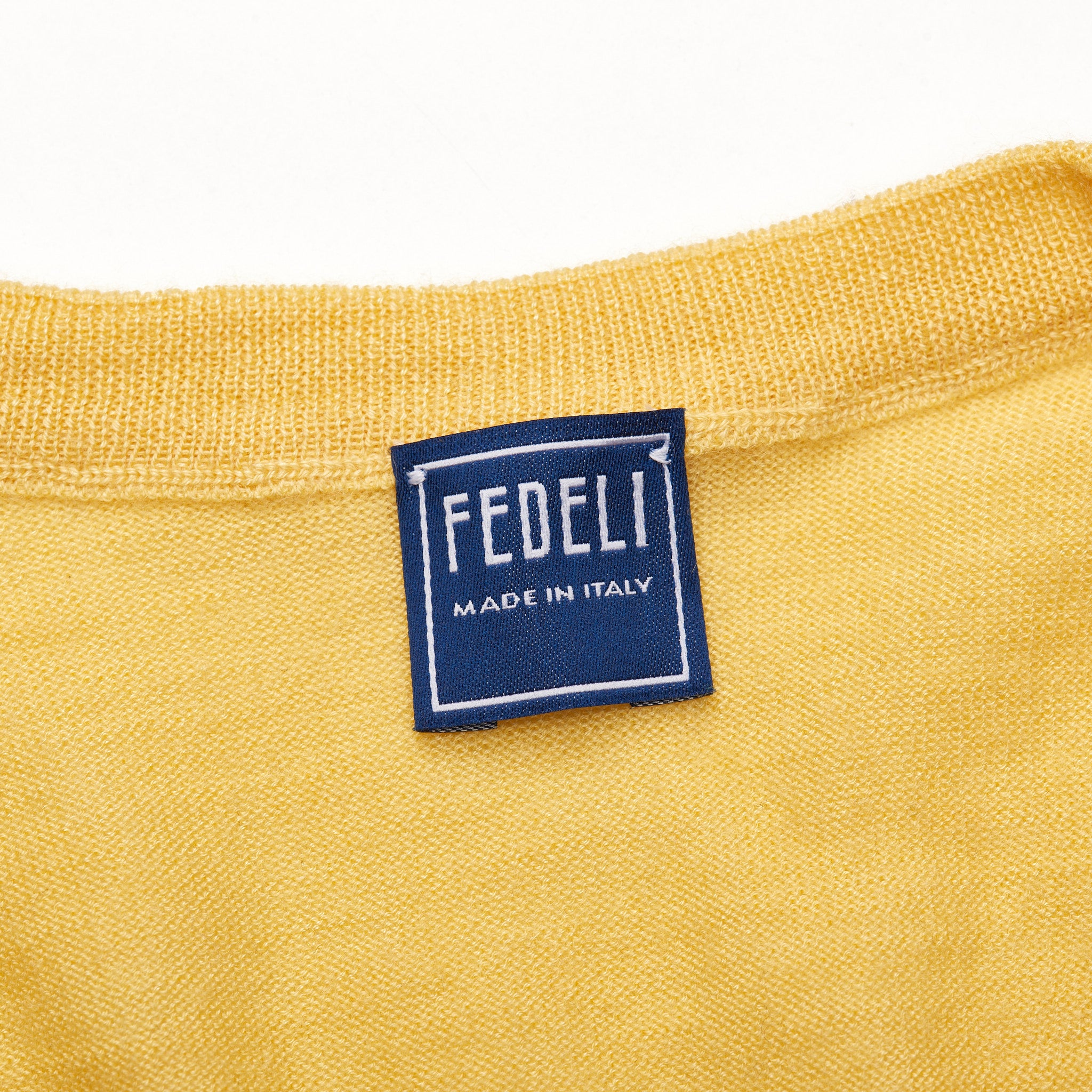 FEDELI Yellow Cashmere-Silk V-Neck Sleeveless Sweater EU 48 NEW US S FEDELI