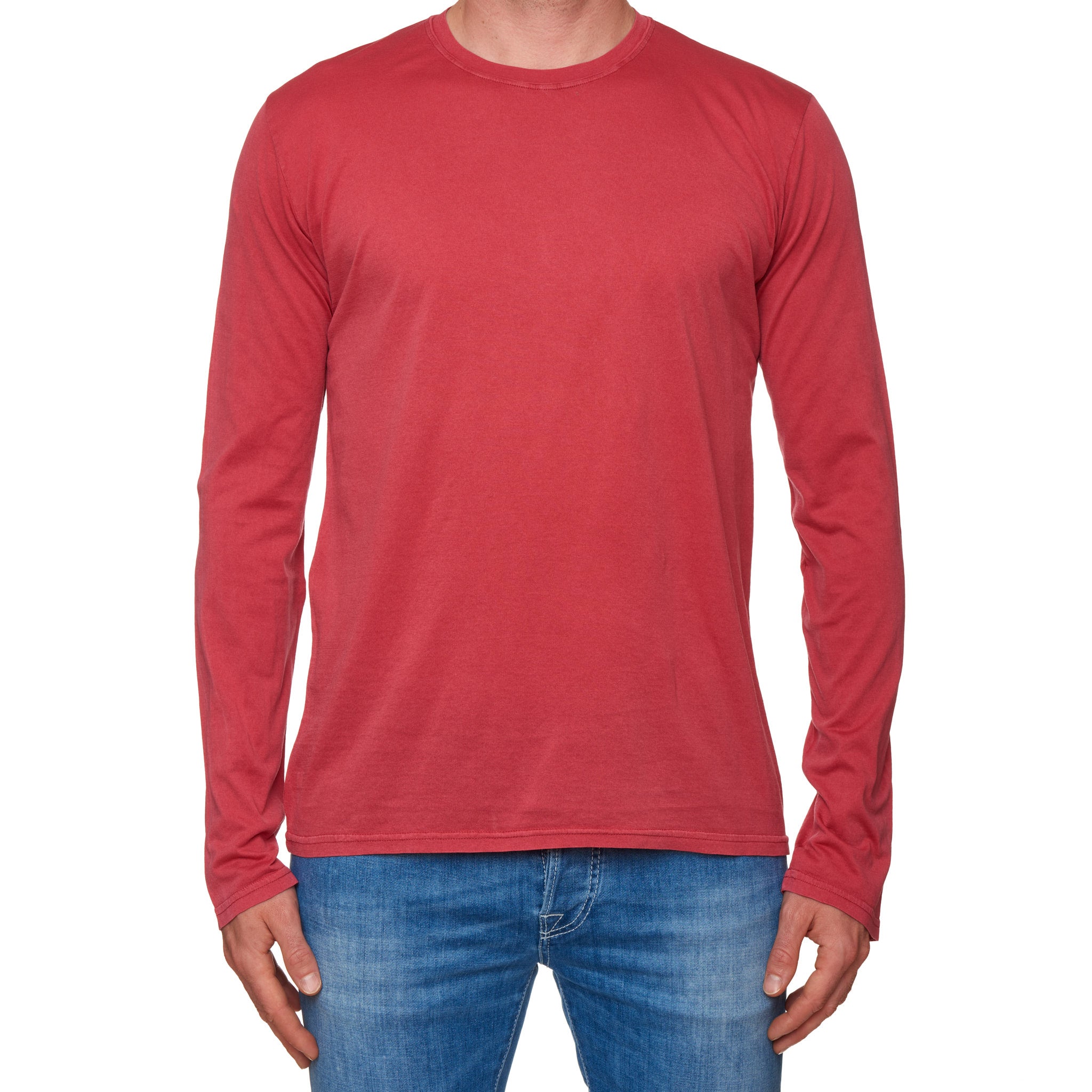 FEDELI "Gary" Coral Cotton Superlight Frosted Long Sleeve T-Shirt EU 50 NEW US M FEDELI
