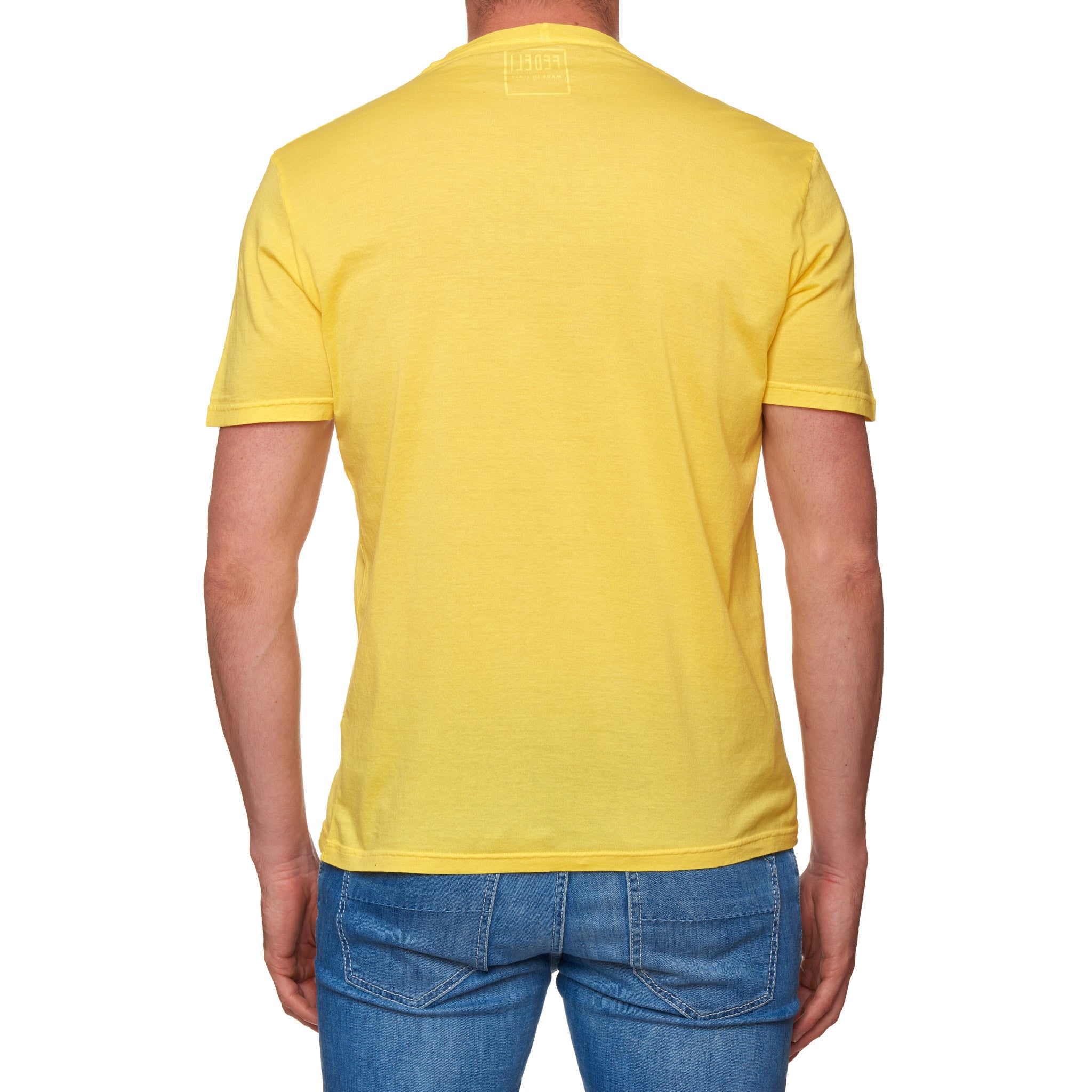 FEDELI "Gary" Yellow Cotton Superlight Frosted Short Sleeve T-Shirt NEW FEDELI