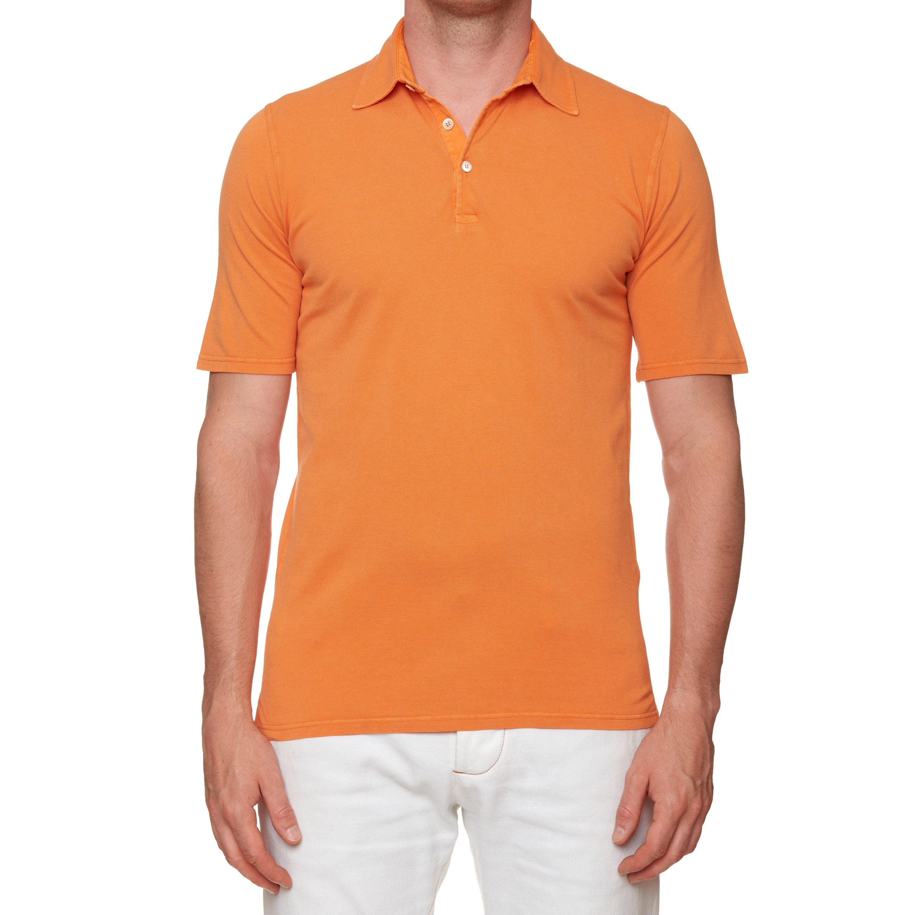 FEDELI "Jack" Orange Cotton Short Sleeve Pique Polo Shirt EU 48 NEW US S FEDELI
