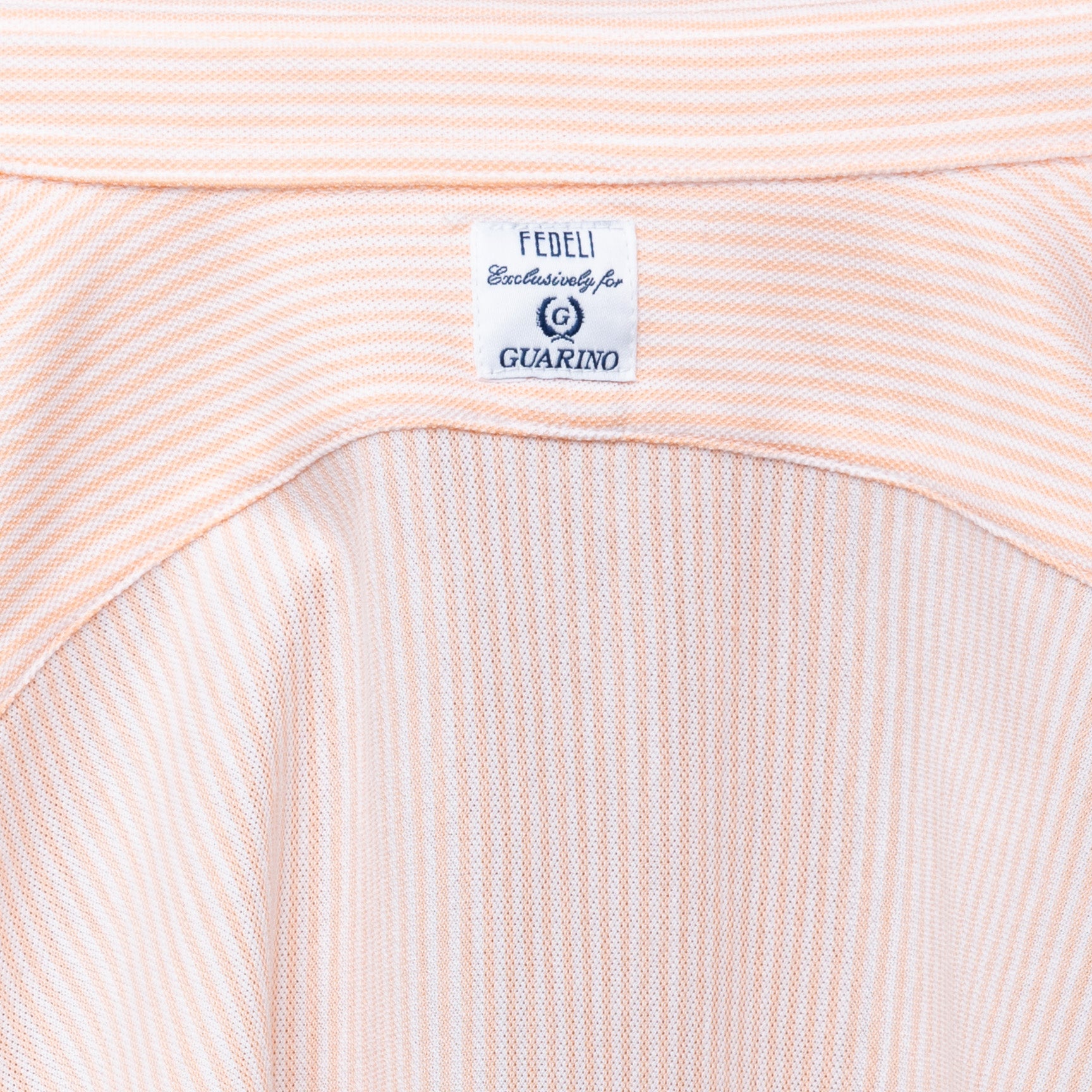 FEDELI "Kaos" Orange Striped Cotton Light Oxford Pique Polo Shirt 54 NEW XL Slim FEDELI