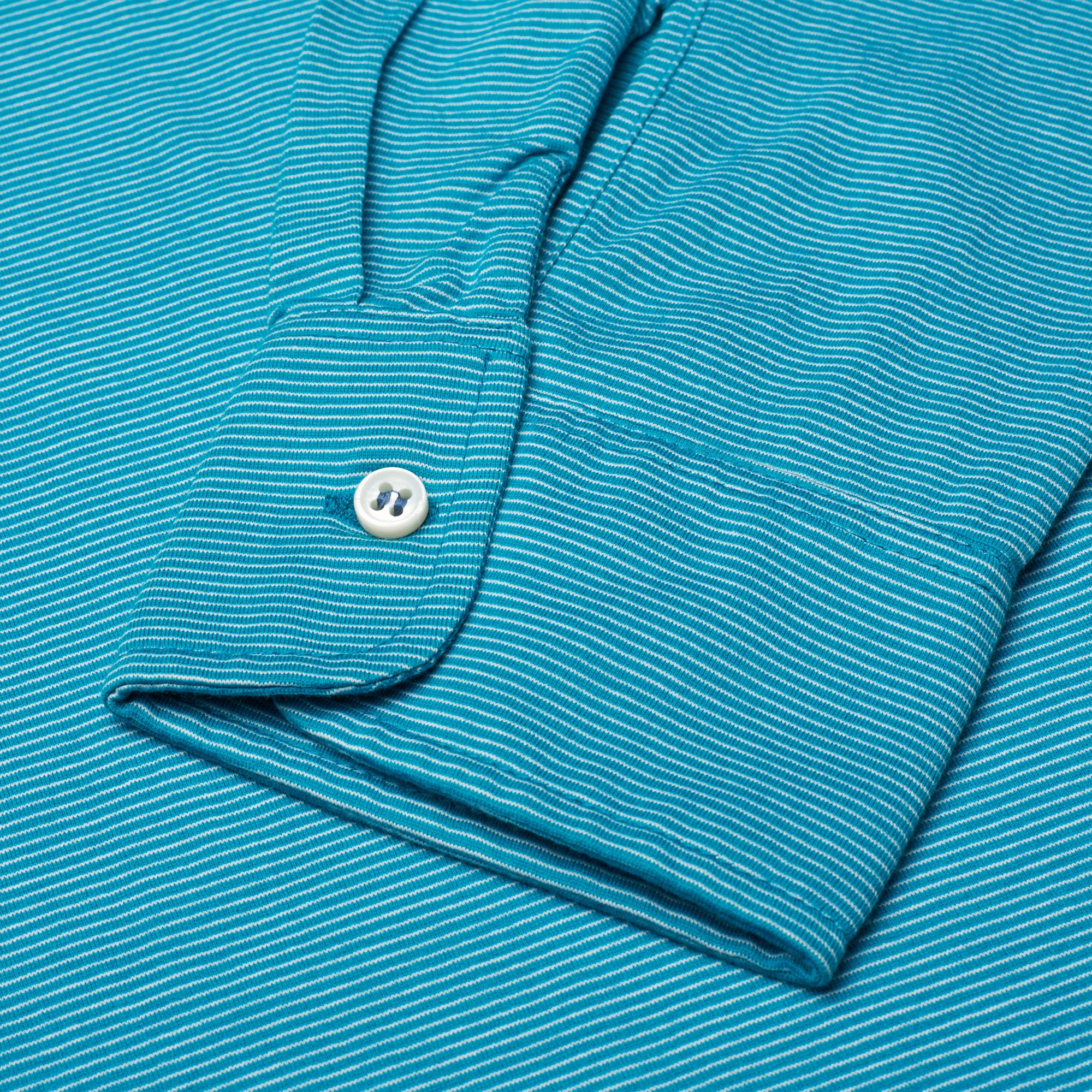 FEDELI "Libeccio" Blue Striped Cotton Jersey Long Sleeve Polo Shirt EU 54 NEW US XL FEDELI