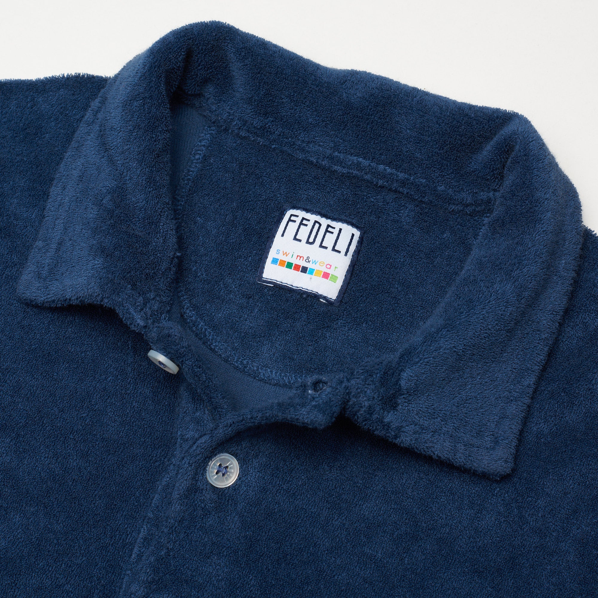 FEDELI "Mondial" Dark Blue Terry Cloth Polo Shirt EU 46 NEW US XS Slim Fit FEDELI