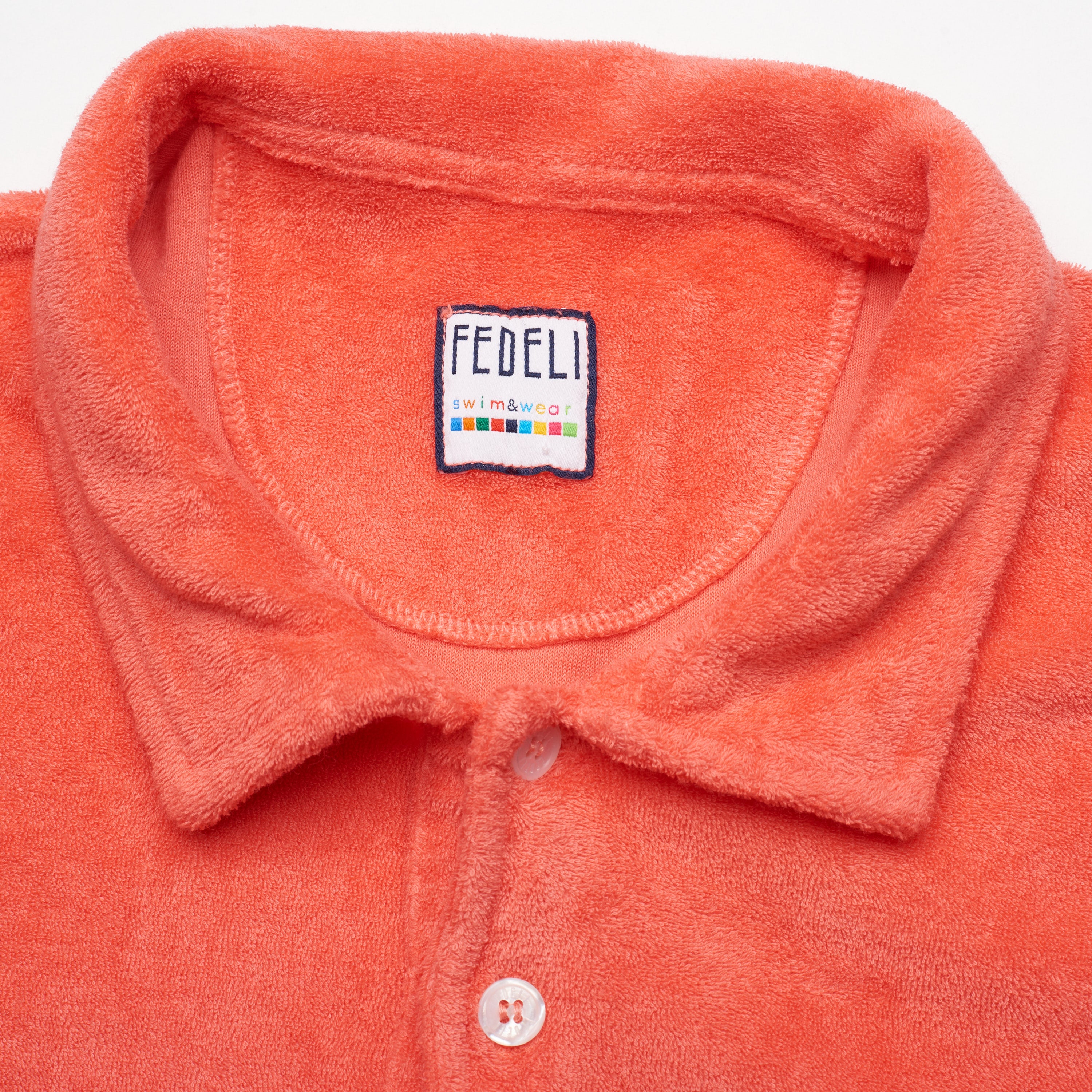 FEDELI "Mondial" Salmon Terry Cloth Short Sleeve Polo Shirt NEW Slim Fit FEDELI