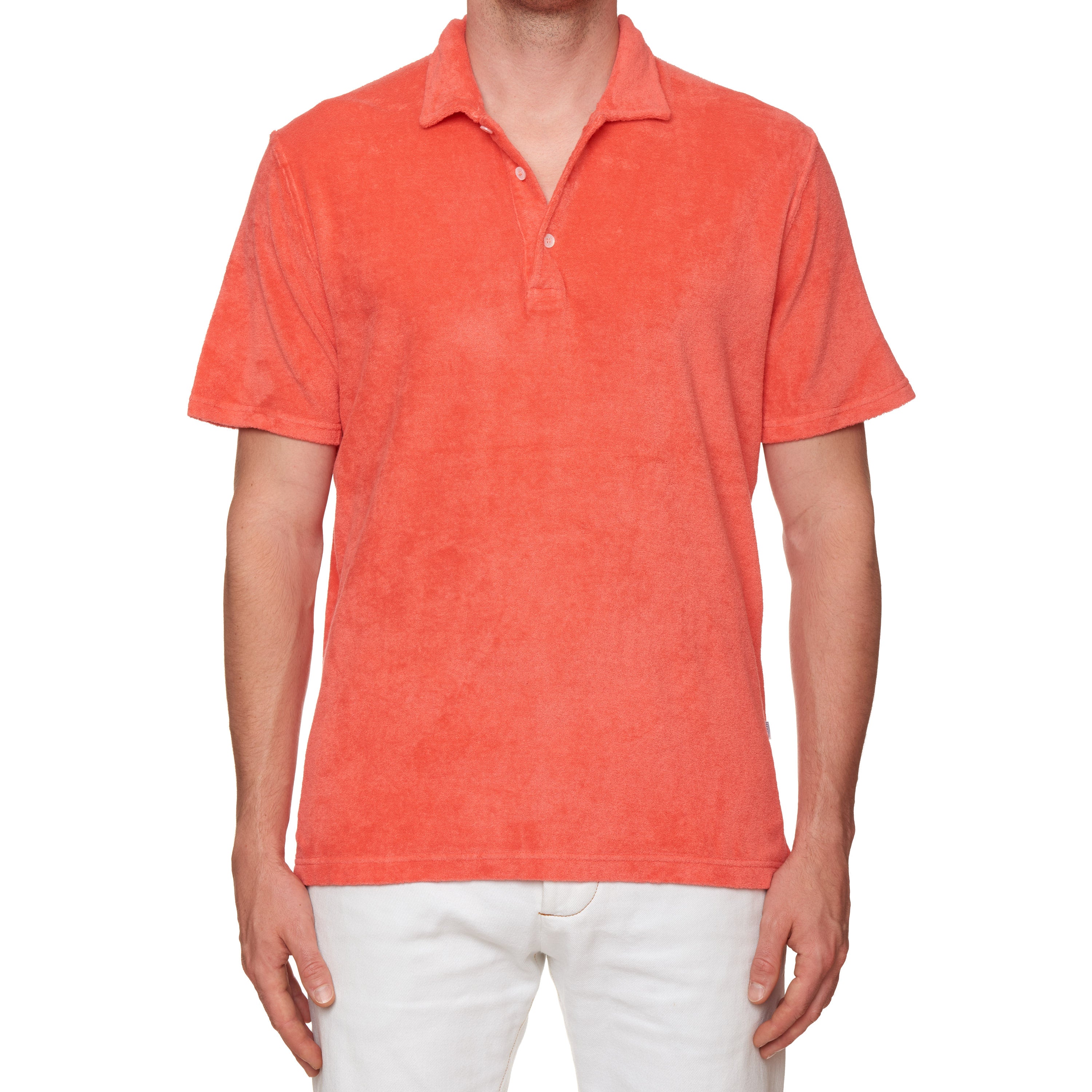 FEDELI "Mondial" Salmon Terry Cloth Short Sleeve Polo Shirt NEW Slim Fit FEDELI