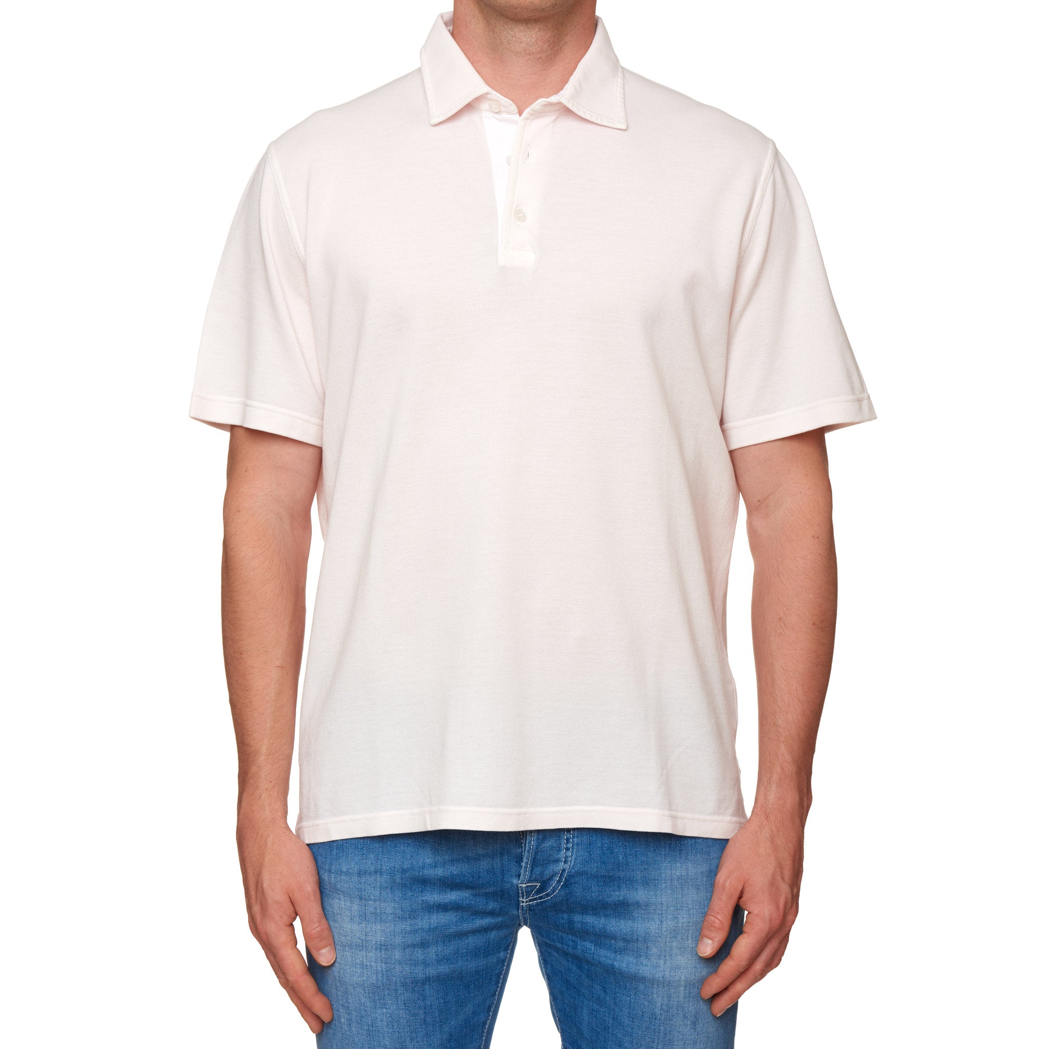 FEDELI "North" Ultra Light Pink Cotton Pique Short Sleeve Polo Shirt NEW FEDELI