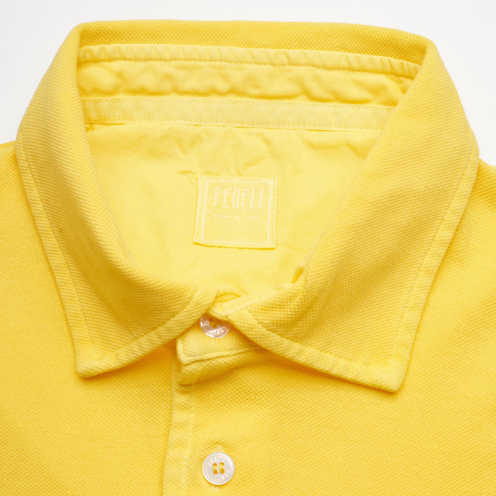 FEDELI "North" Yellow Cotton Frosted Pique Short Sleeve Polo Shirt EU 52 NEW US L FEDELI