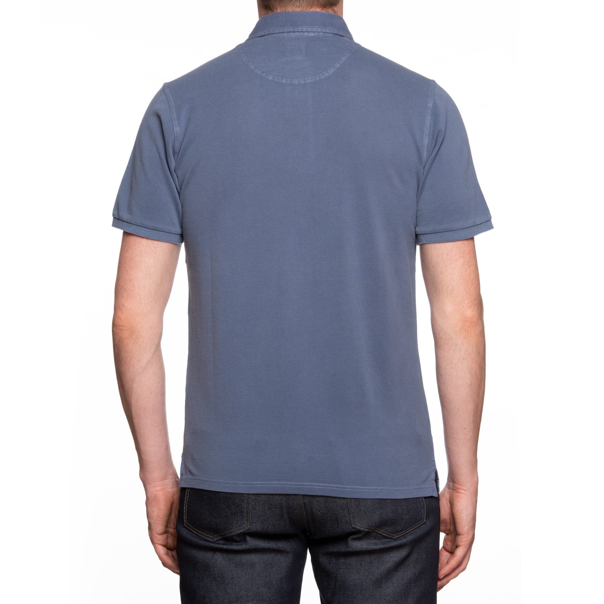 FEDELI "North" Steel Blue Cotton Frosted Pique Short Sleeve Polo Shirt NEW FEDELI