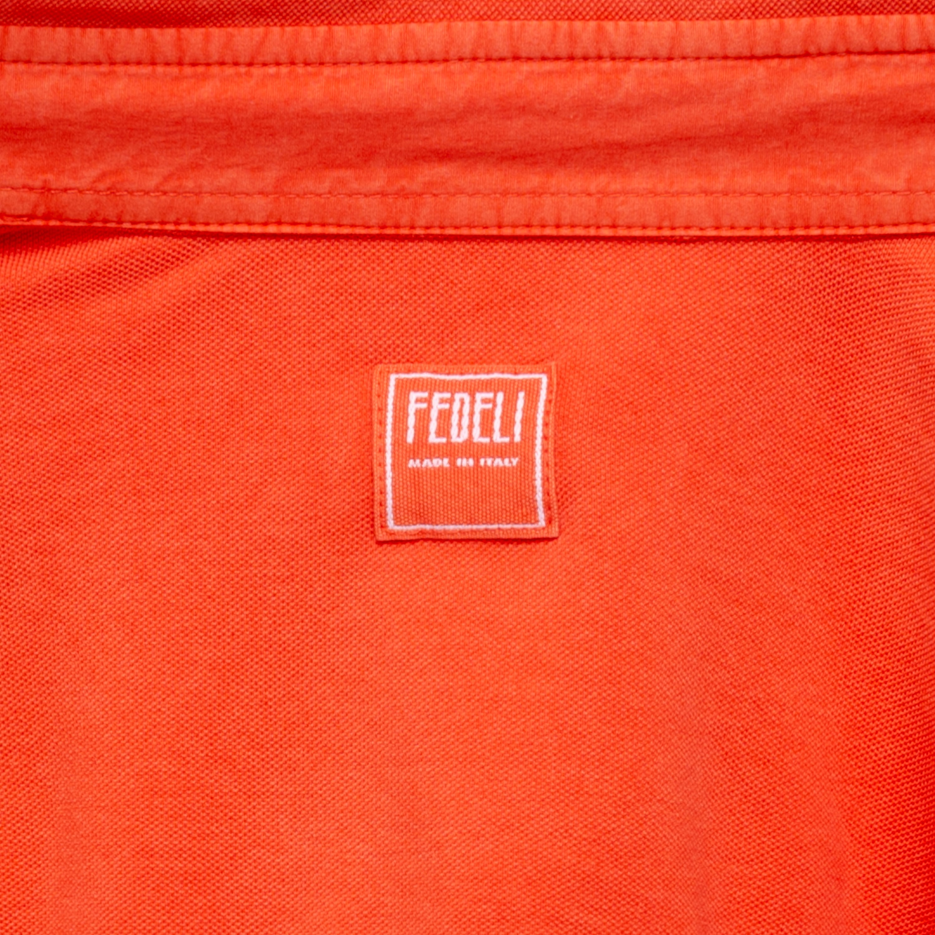 FEDELI "Robert" Orange Cotton Pique Frosted Long Sleeve Polo Shirt NEW FEDELI