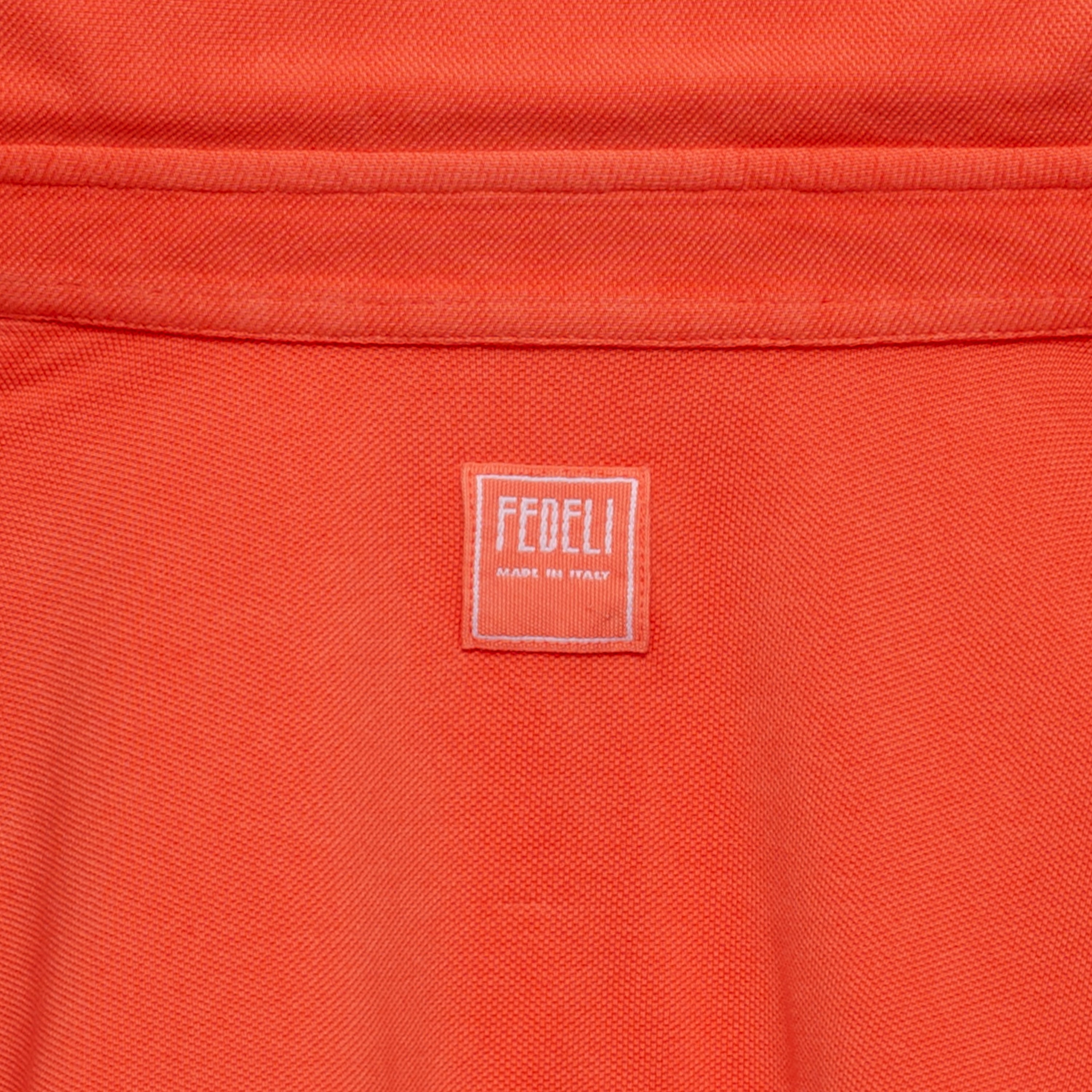 FEDELI "Steve" Coral Cotton Pique Frosted Long Sleeve Polo Shirt NEW FEDELI