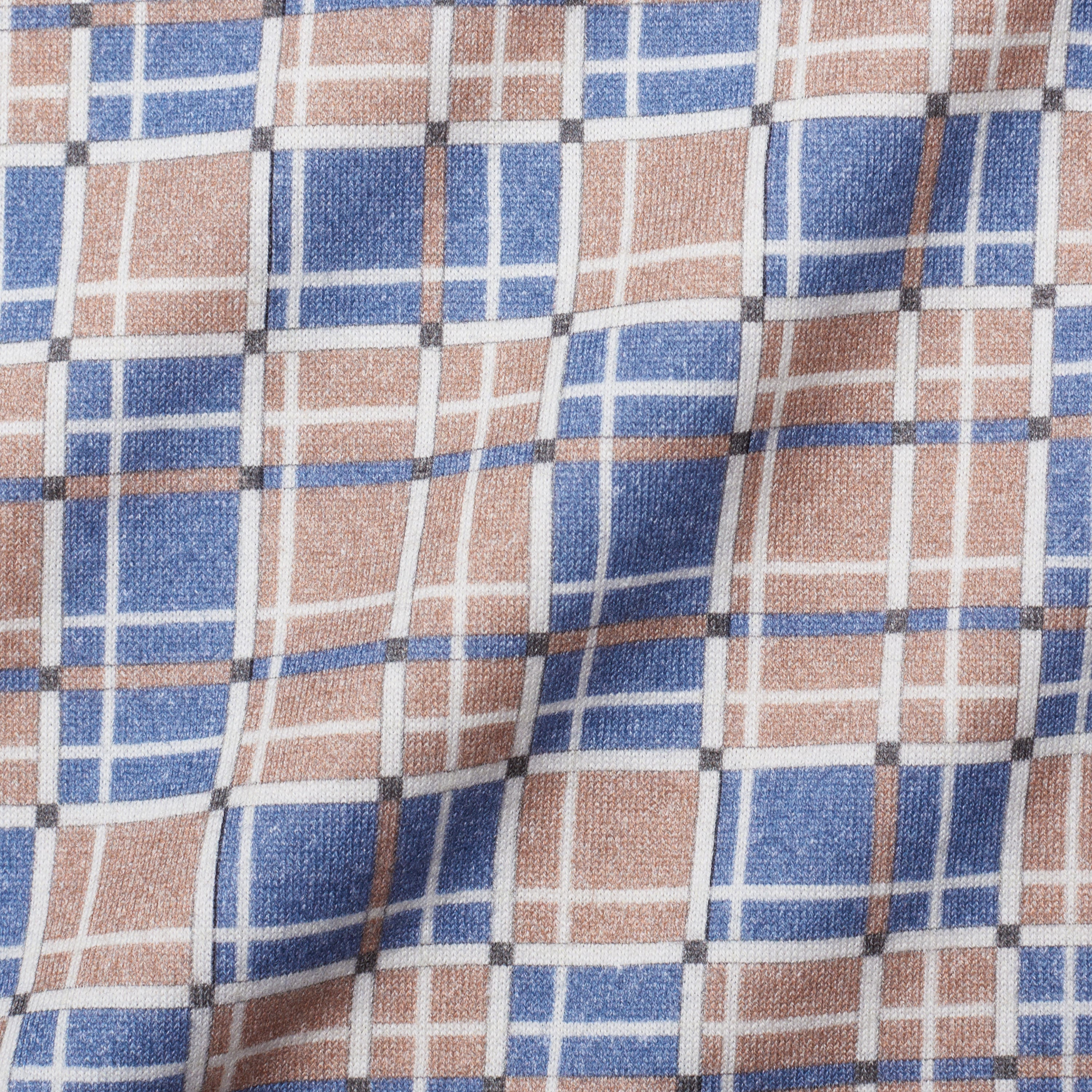 FEDELI for ERAL 55 "Zero" Multi-Color Plaid Cotton Jersey Polo Shirt EU 46 NEW US XS FEDELI