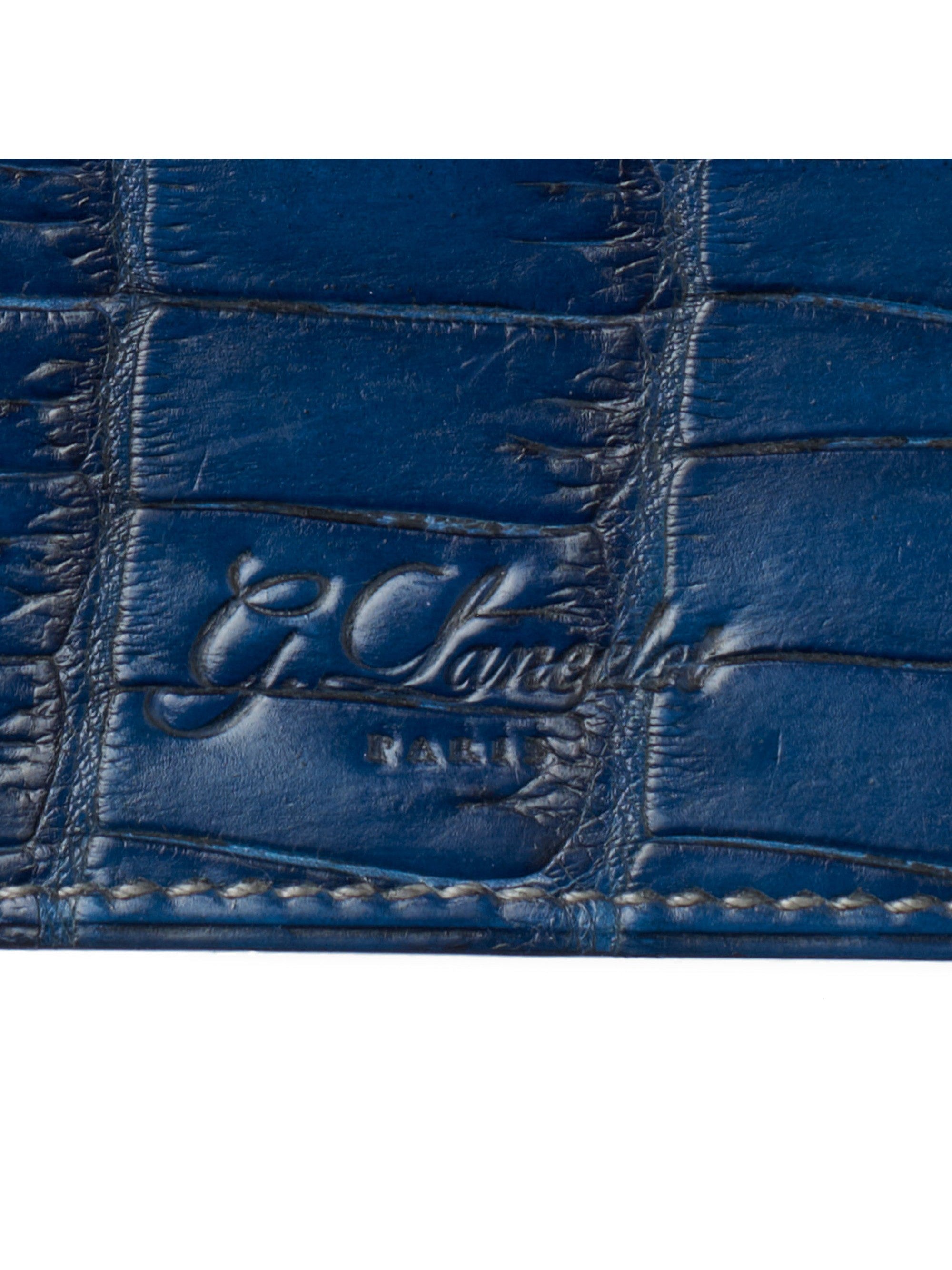 G LANCELOT Paris Blue Crocodile Leather Billfold Card Holder Wallet G LANCELOT
