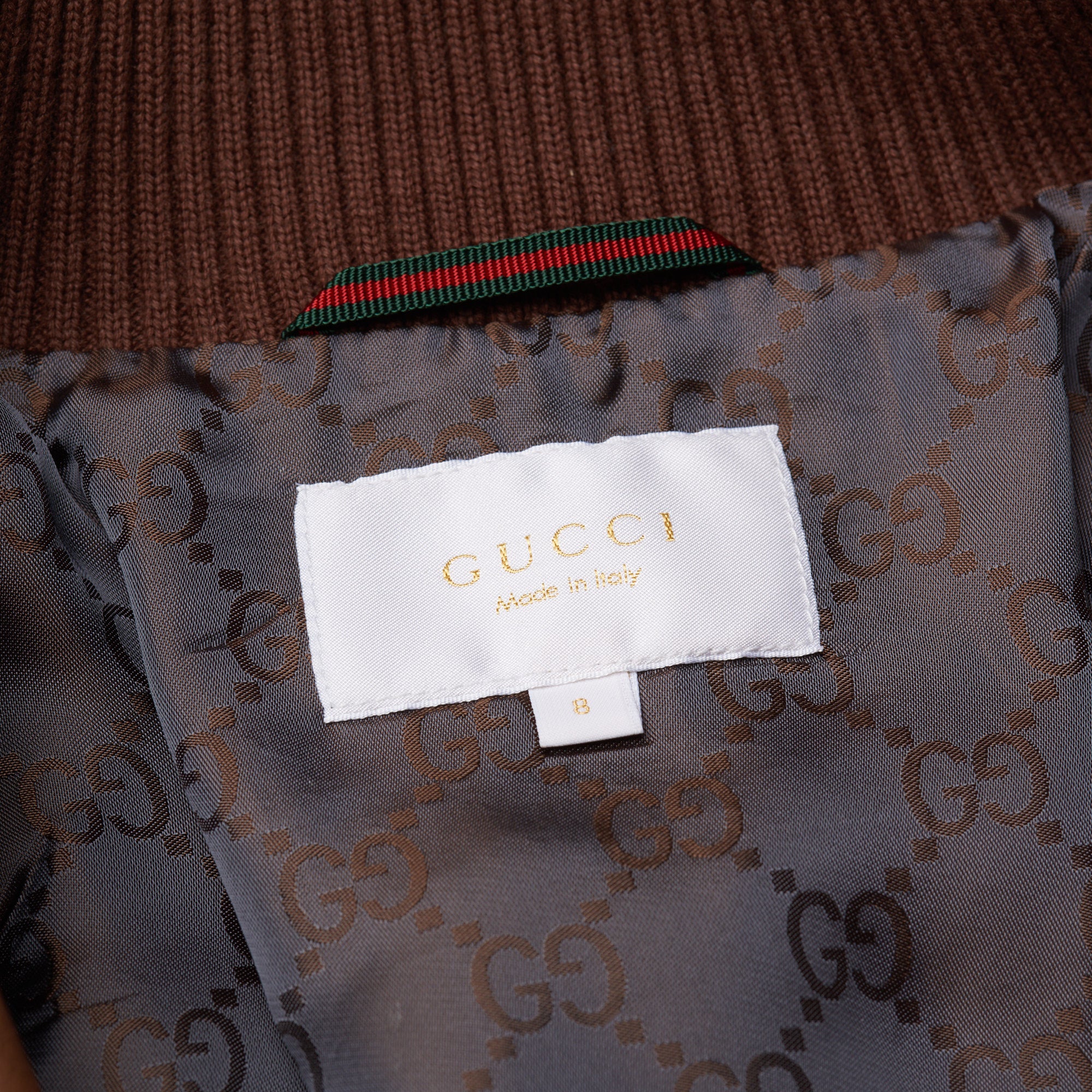 GUCCI Made in Italy Brown Leather Boys Bomber Flight Jacket Size 8 Children GUCCI