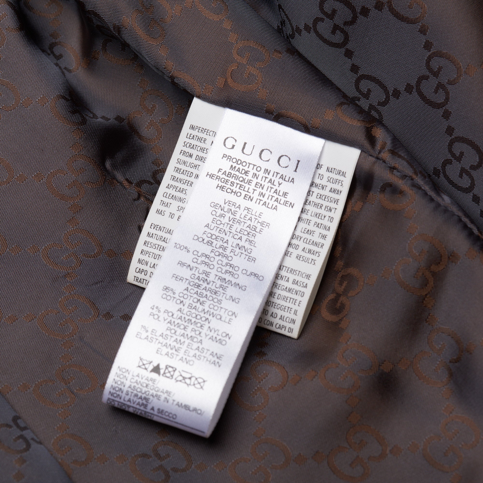 GUCCI Made in Italy Brown Leather Boys Bomber Flight Jacket Size 8 Children GUCCI