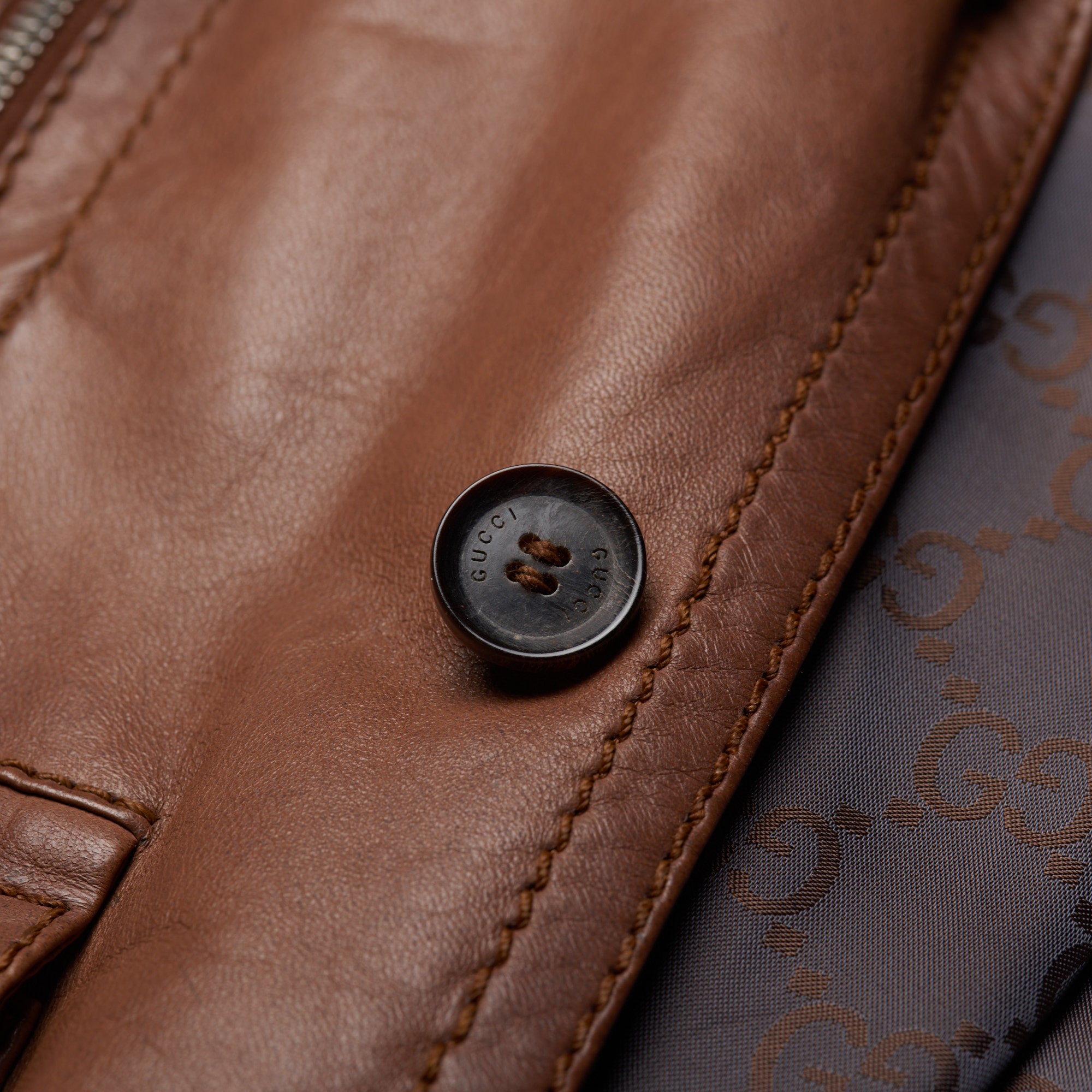 GUCCI Made in Italy Brown Leather Boys Bomber Flight Jacket Size 8 Children GUCCI