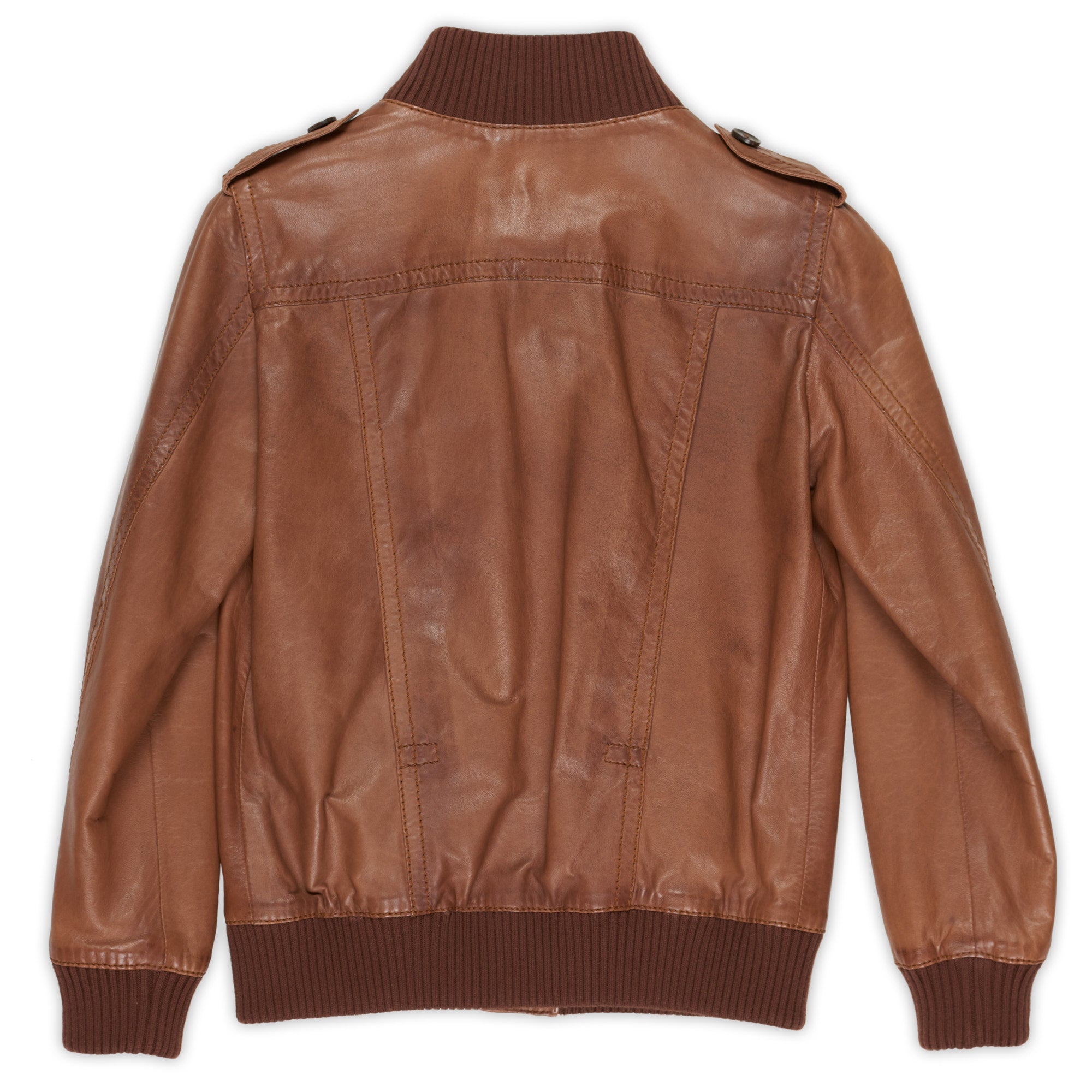 GUCCI Made in Italy Brown Leather Boys Bomber Flight Jacket Size 8 Children GUCCI