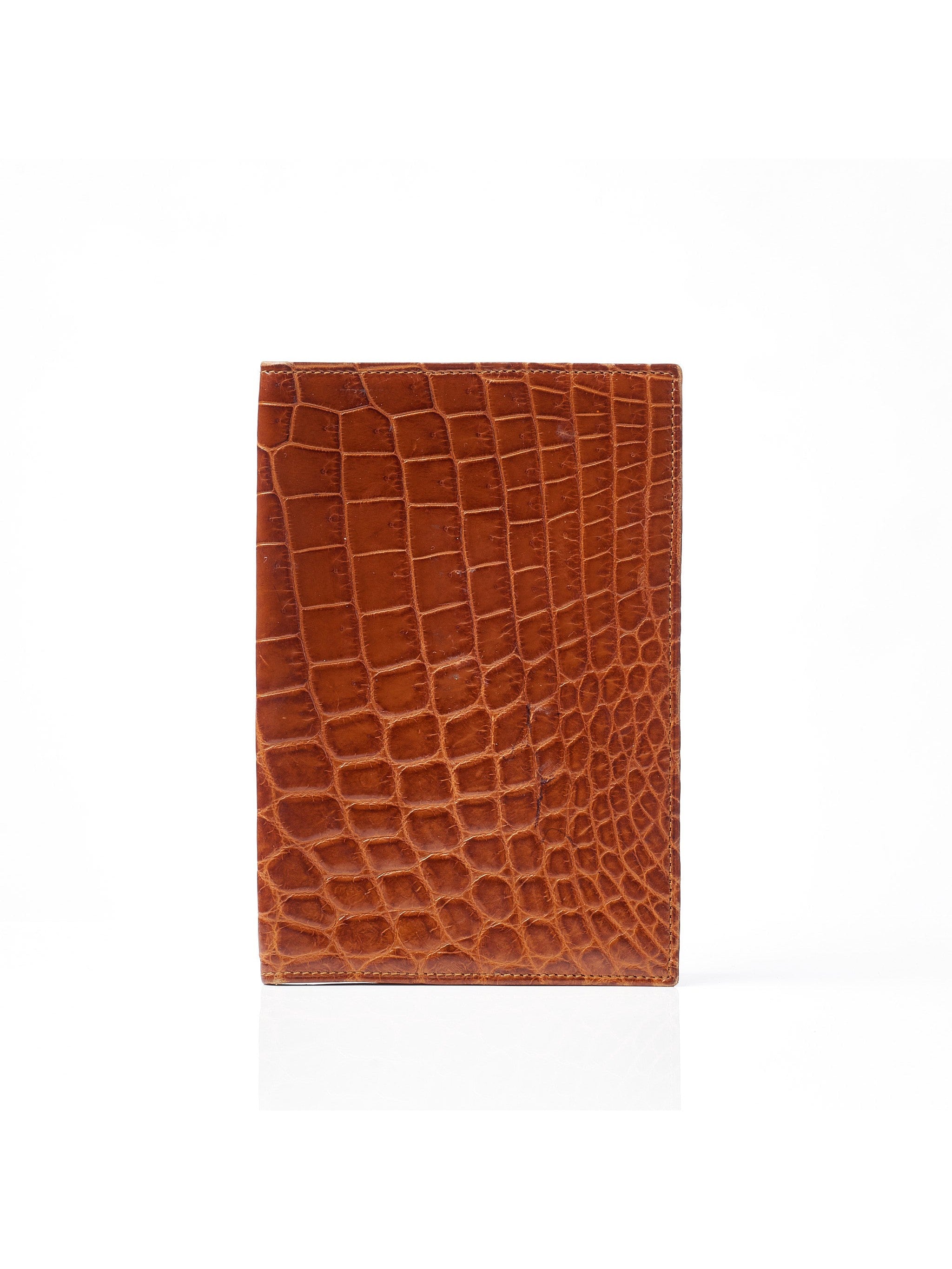 Via La Moda Cognac Alligator Leather Passport Holder Cover NEW VIA LA MODA