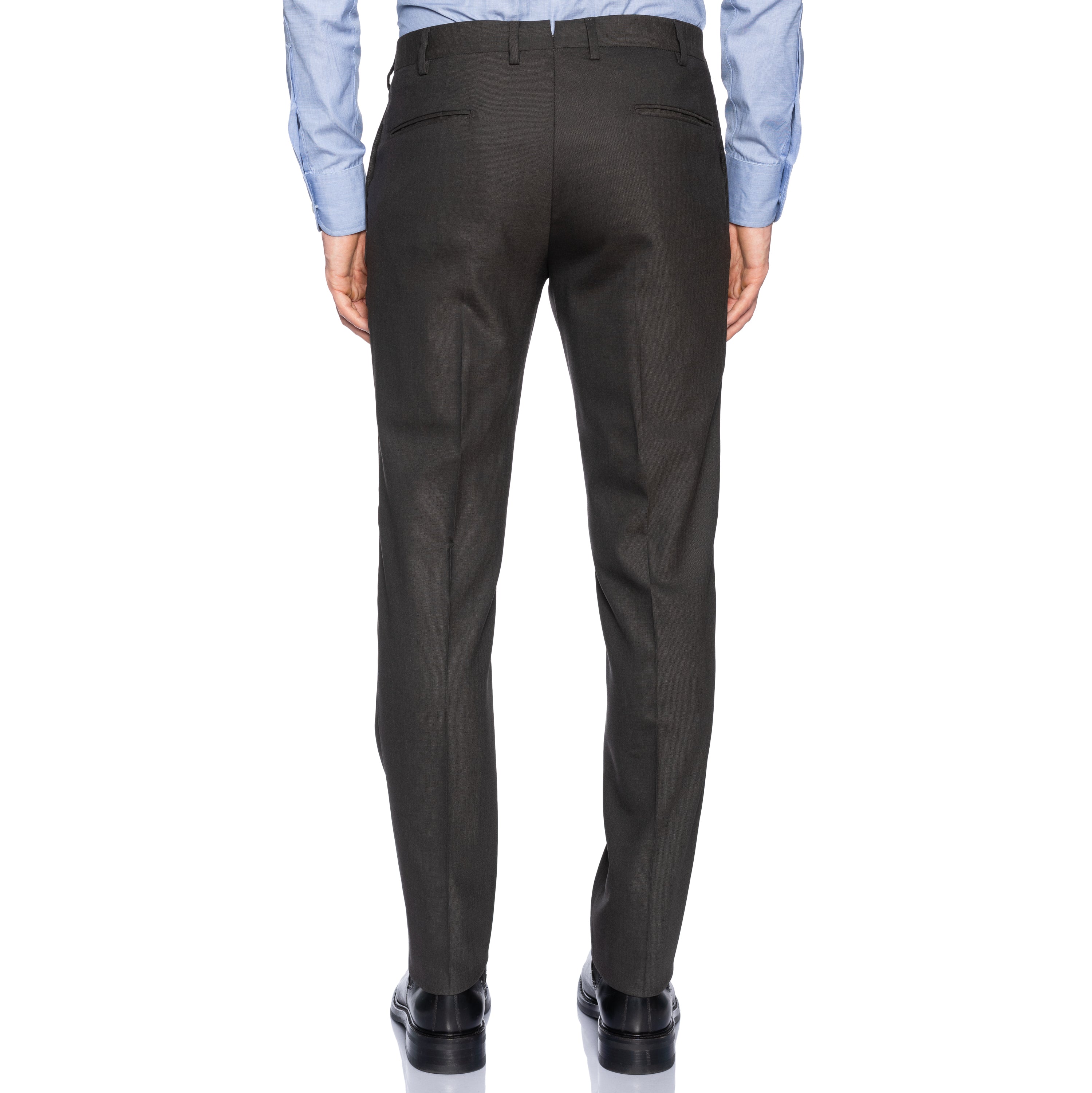 INCOTEX (Slowear) Dark Brown Wool Stretch Flat Front Pants NEW Slim Fit INCOTEX