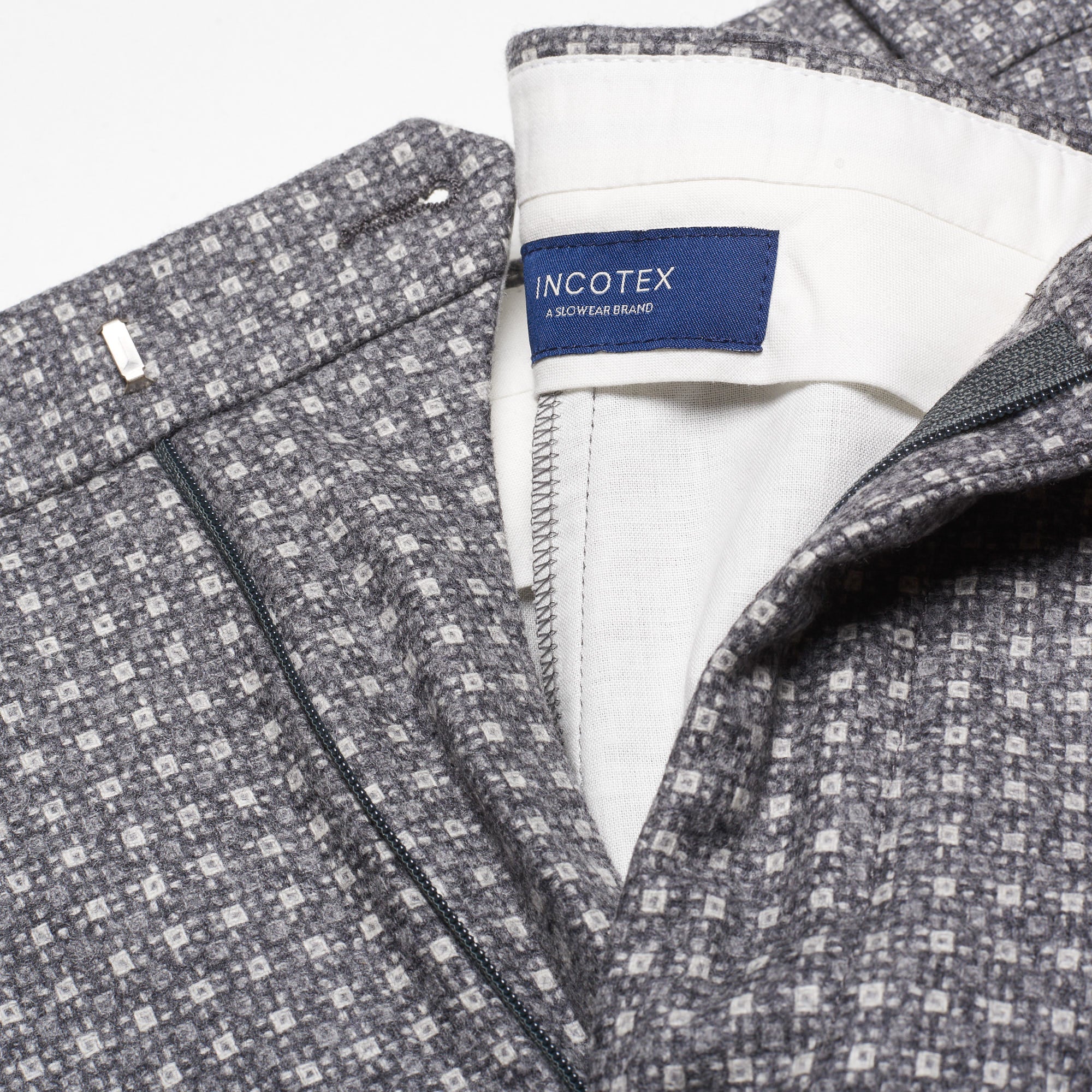 INCOTEX (Slowear) Gray Checkered Flannel Wool Pants EU 58 NEW US 42 Slim Fit INCOTEX