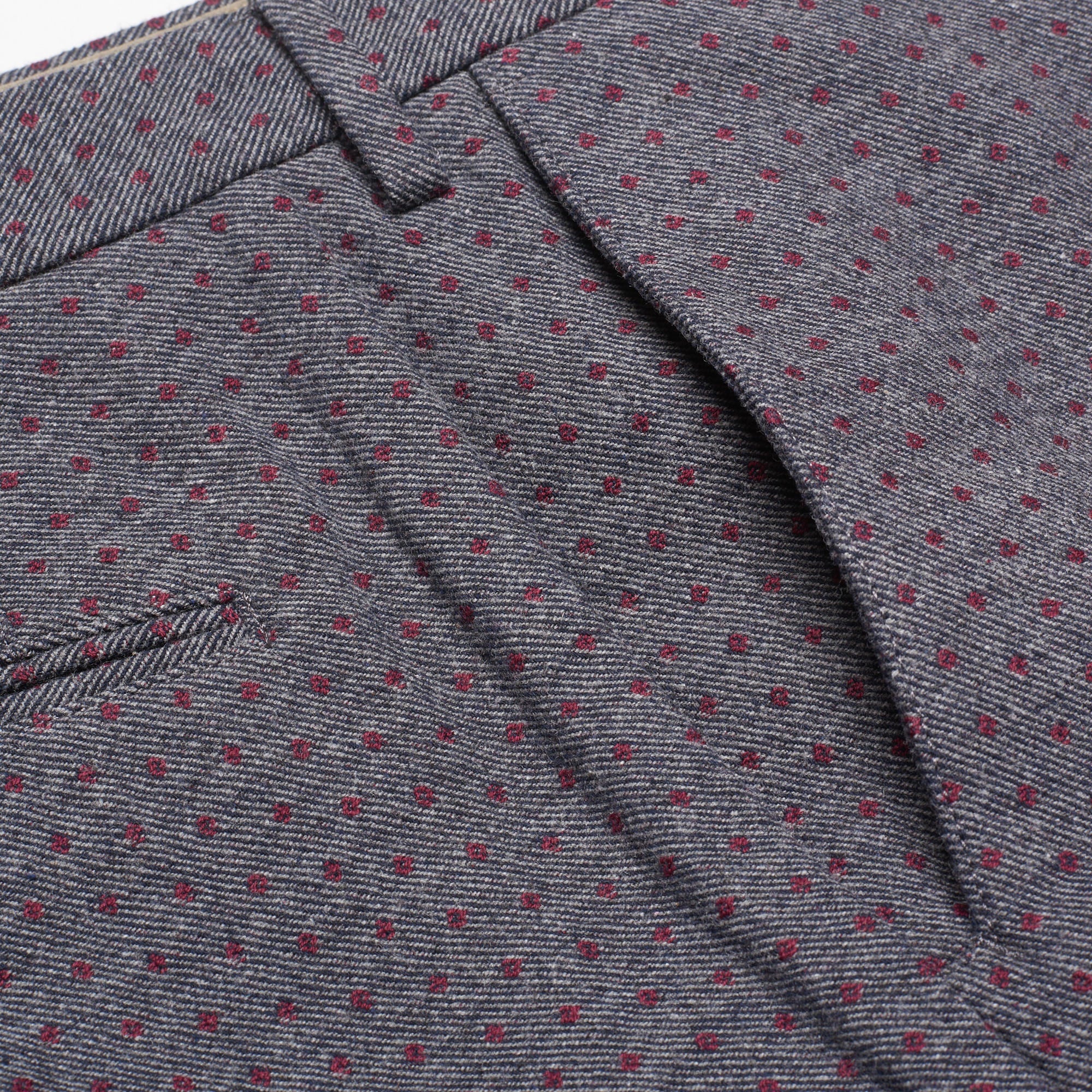 INCOTEX (Slowear) Gray Red Pattern Cotton-Wool Stretch Pants NEW Slim Fit INCOTEX