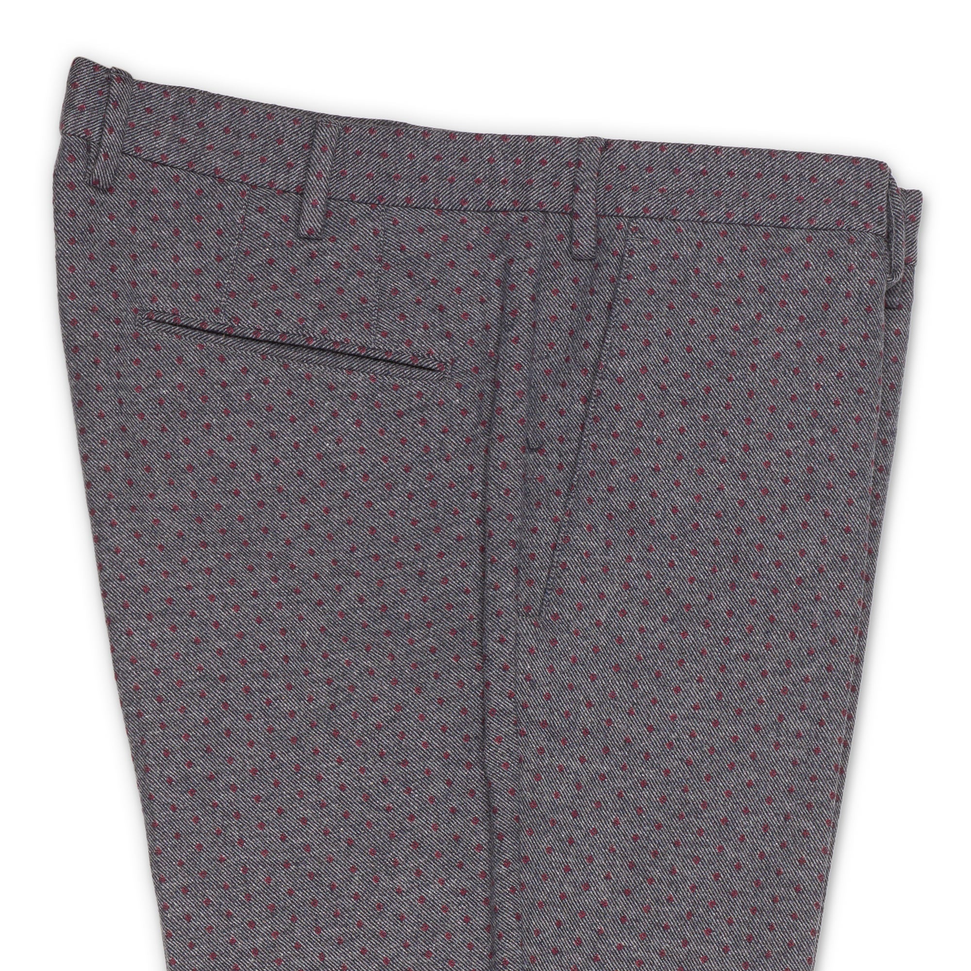 INCOTEX (Slowear) Gray Red Pattern Cotton-Wool Stretch Pants NEW Slim Fit INCOTEX